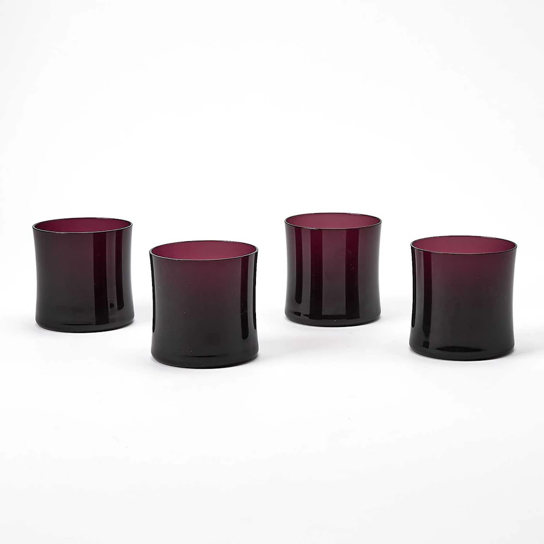 Set of Four Armani Casa Mold-Blown Glass "Nelson" Pattern Tumblers