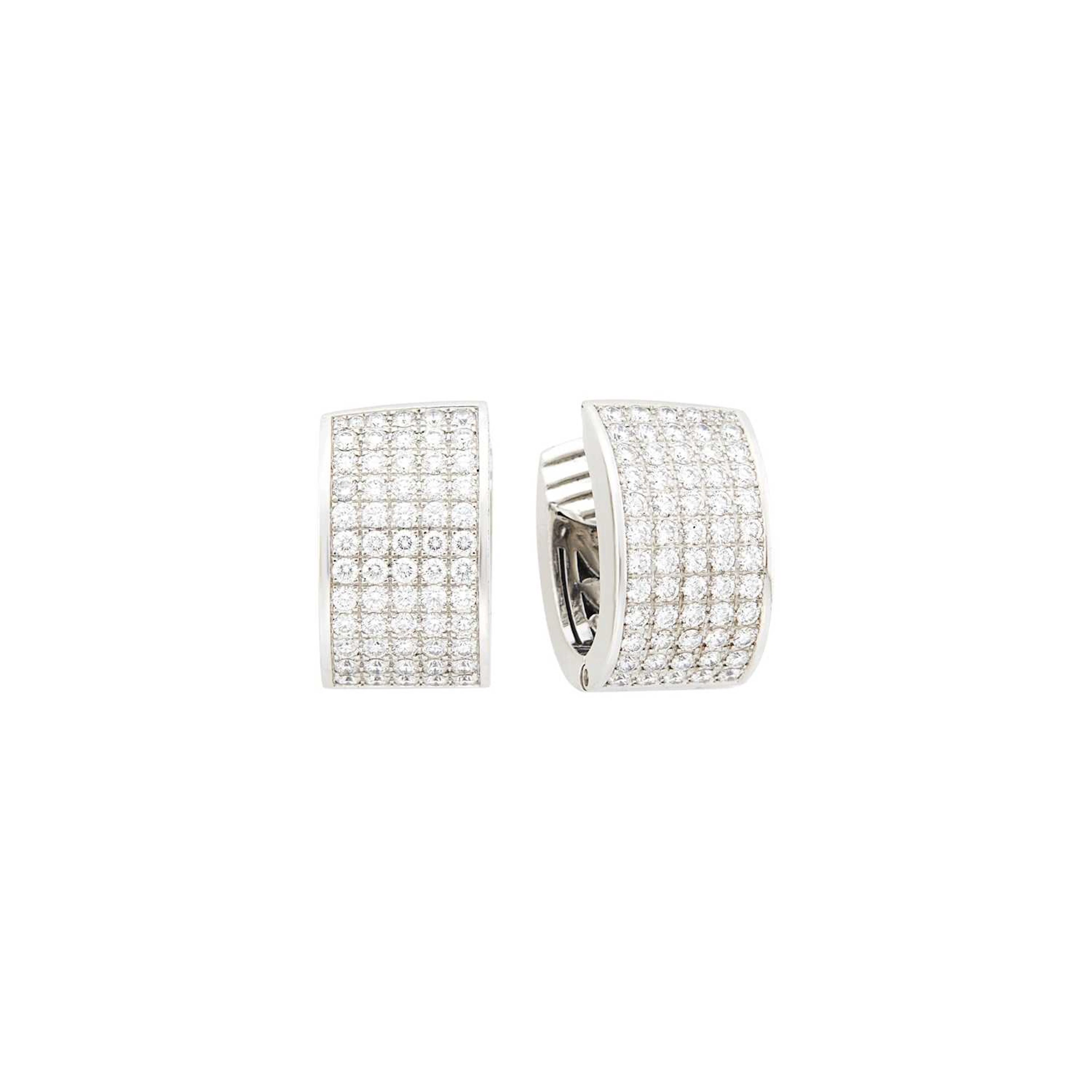 Chopard Pair of White Gold and Diamond Hoop Earrings