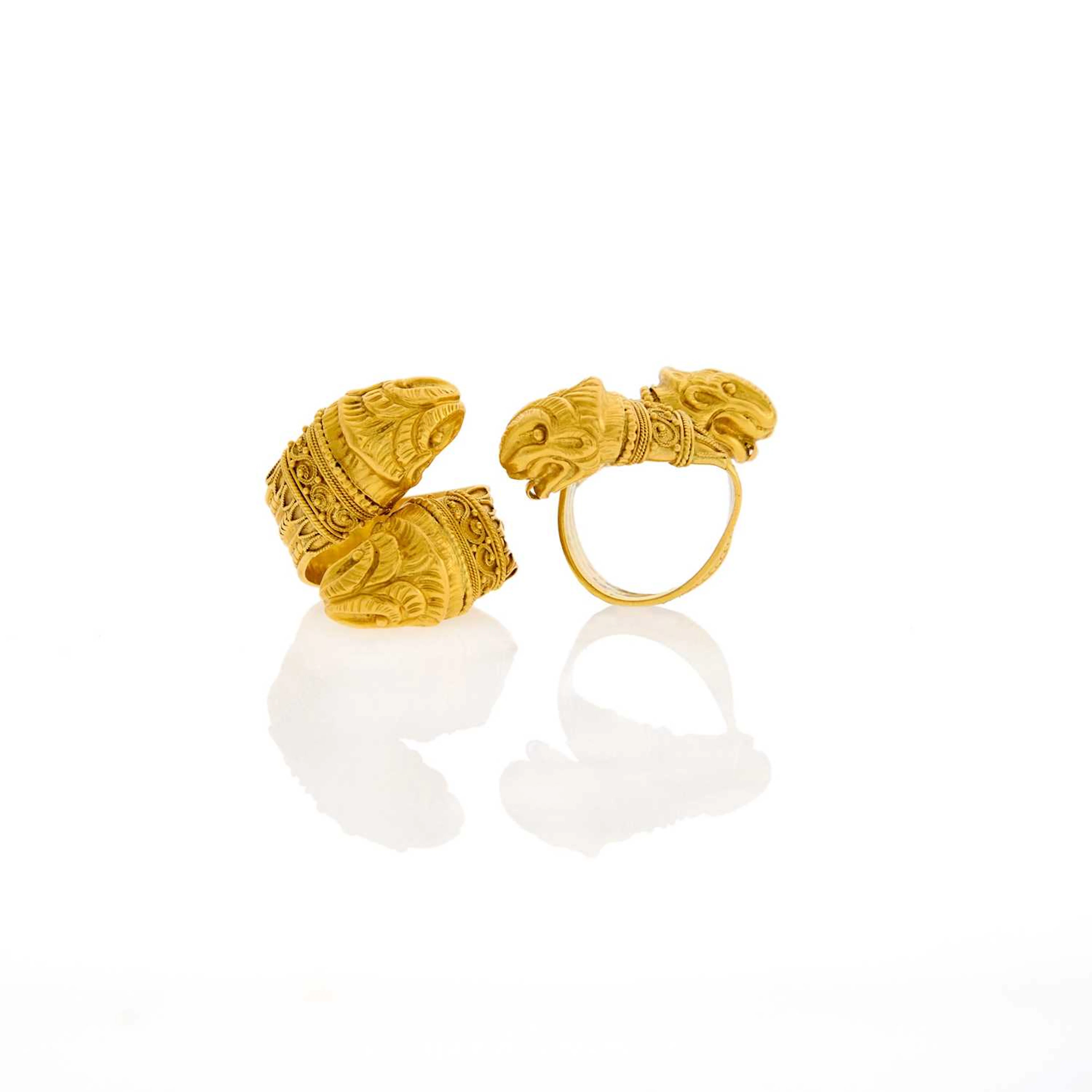 Pair of High Karat Gold Chimera Crossover Rings