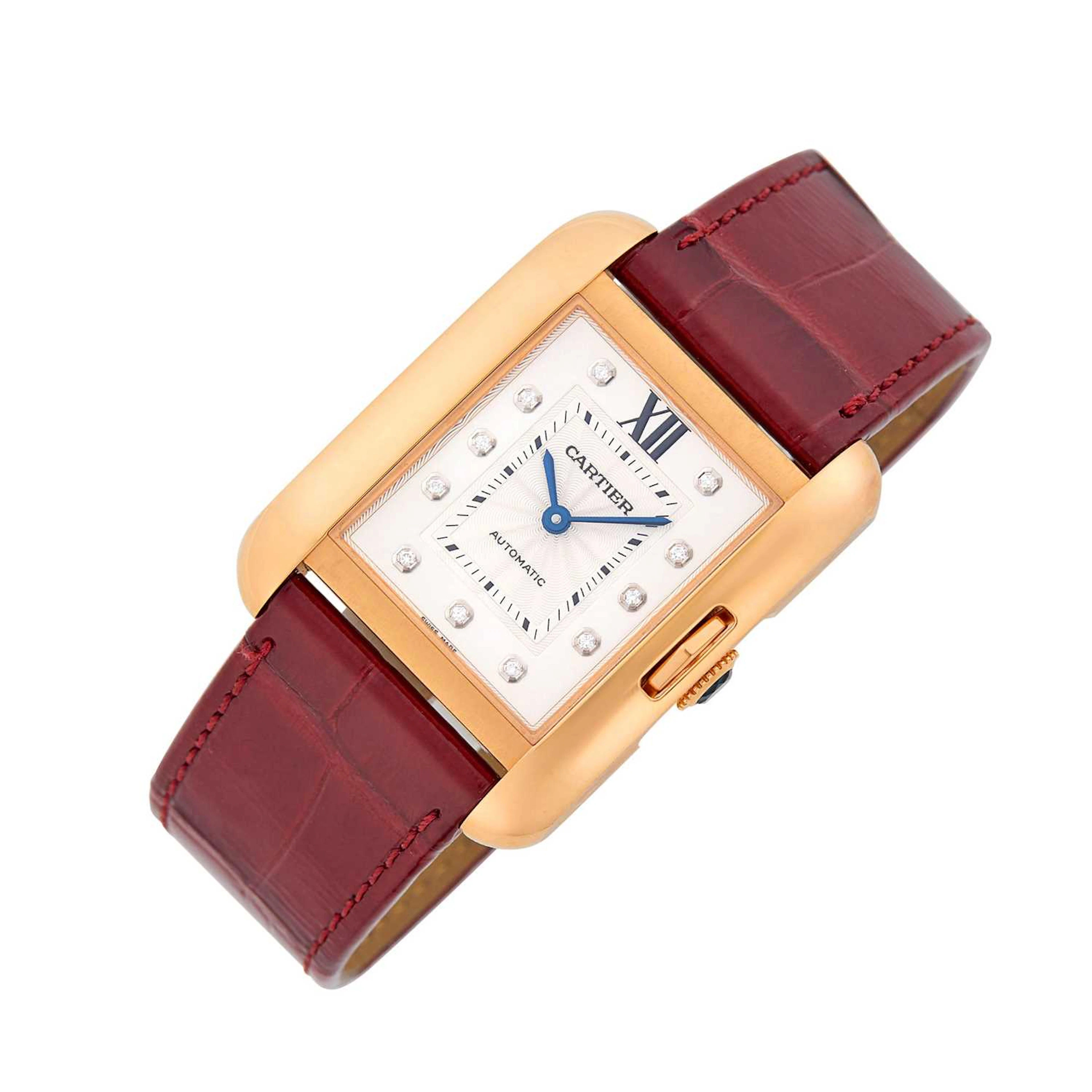 Cartier Rose Gold and Diamond 'Tank Anglaise' Wristwatch, Ref. WJTA0006