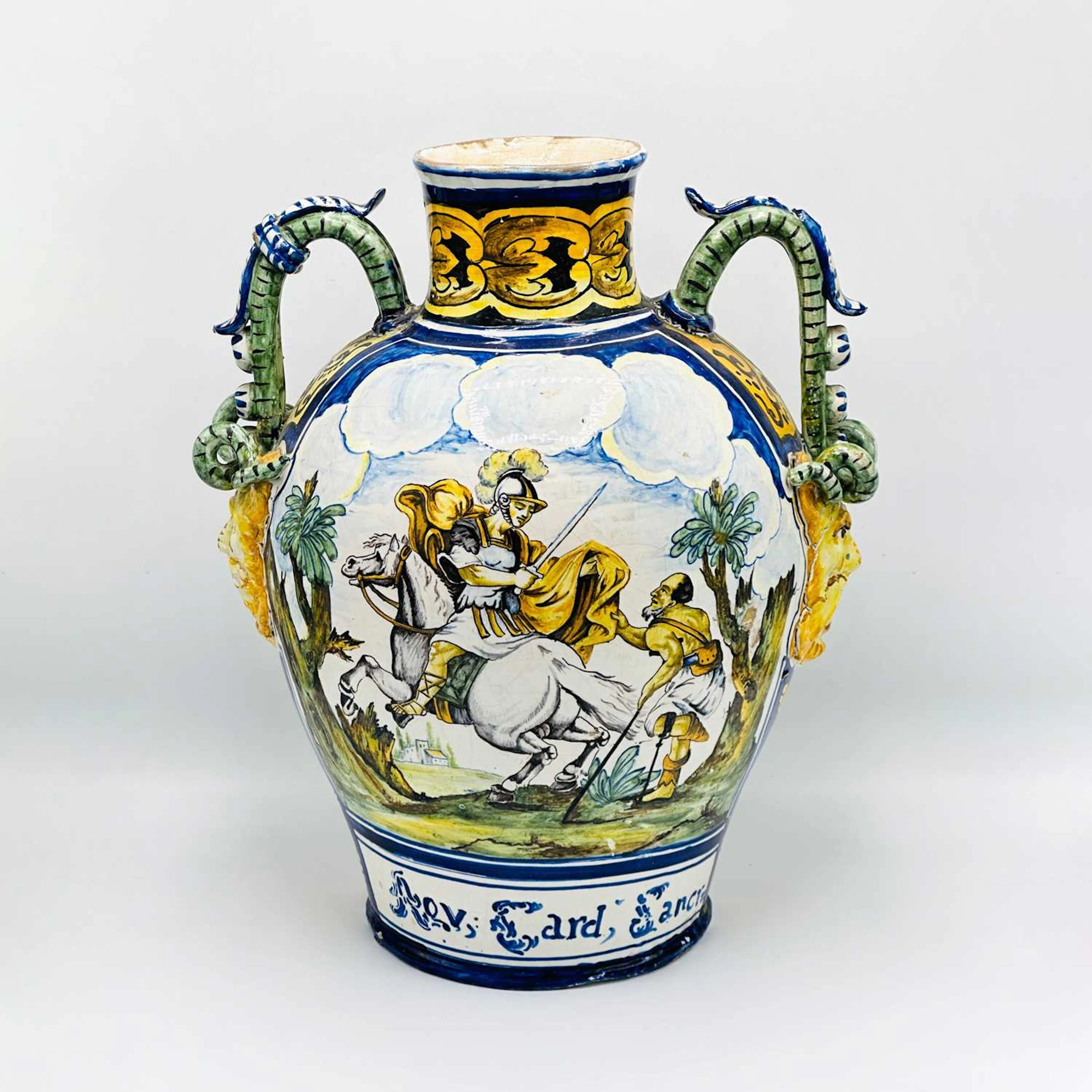 Italian Majolica Two-Handled Vase
