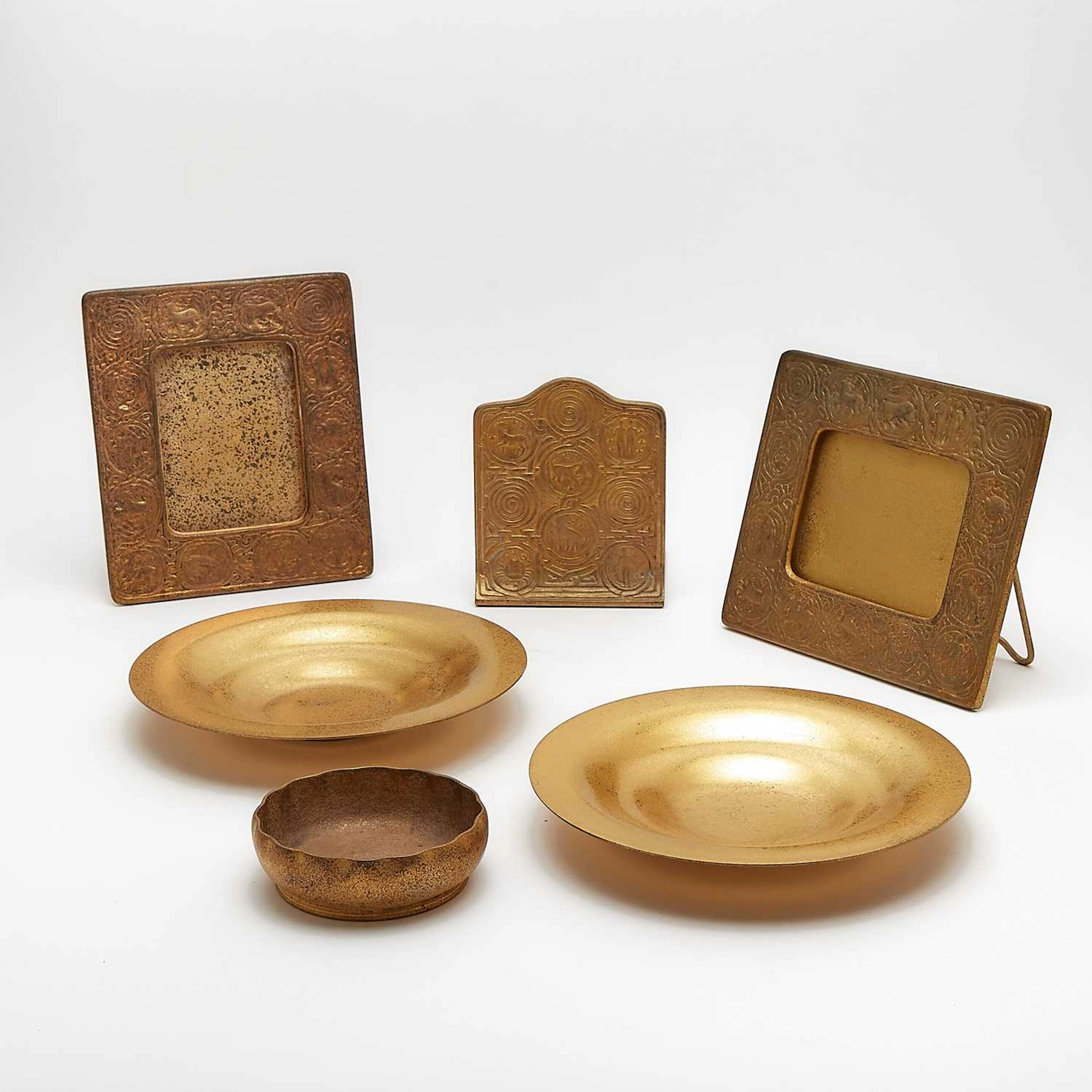 Group of Tiffany Studios Gilt-Bronze Desk Articles