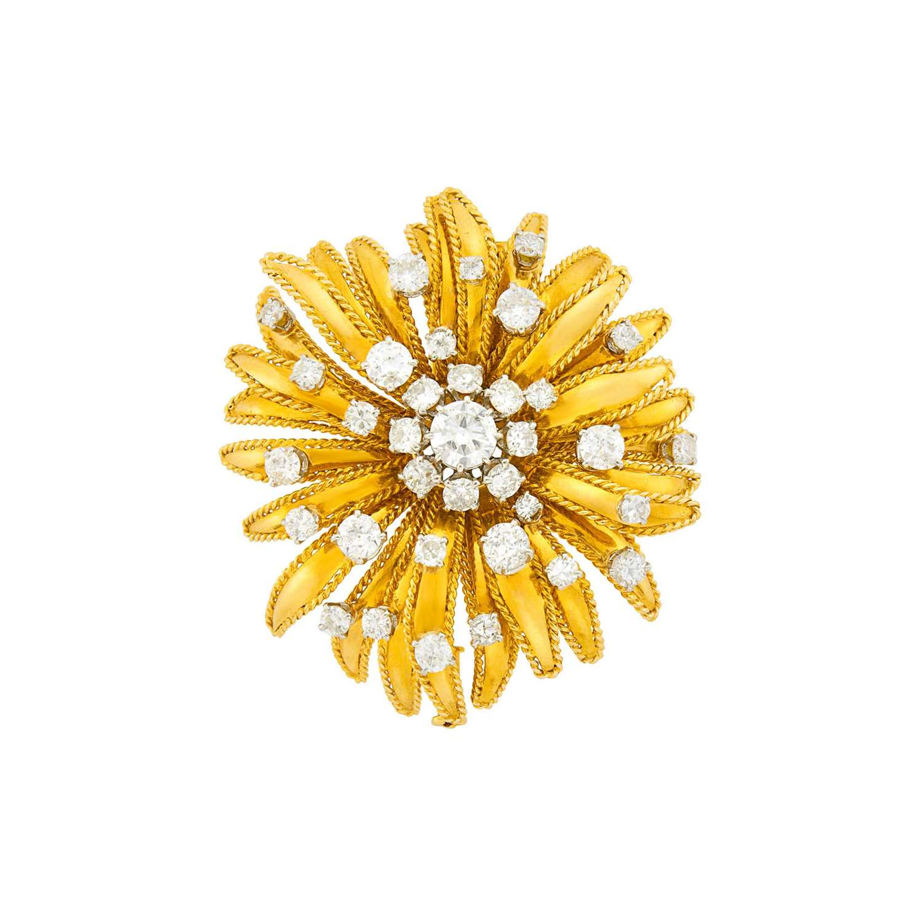 Mauboussin Paris Gold, Platinum and Diamond Flower Clip-Brooch