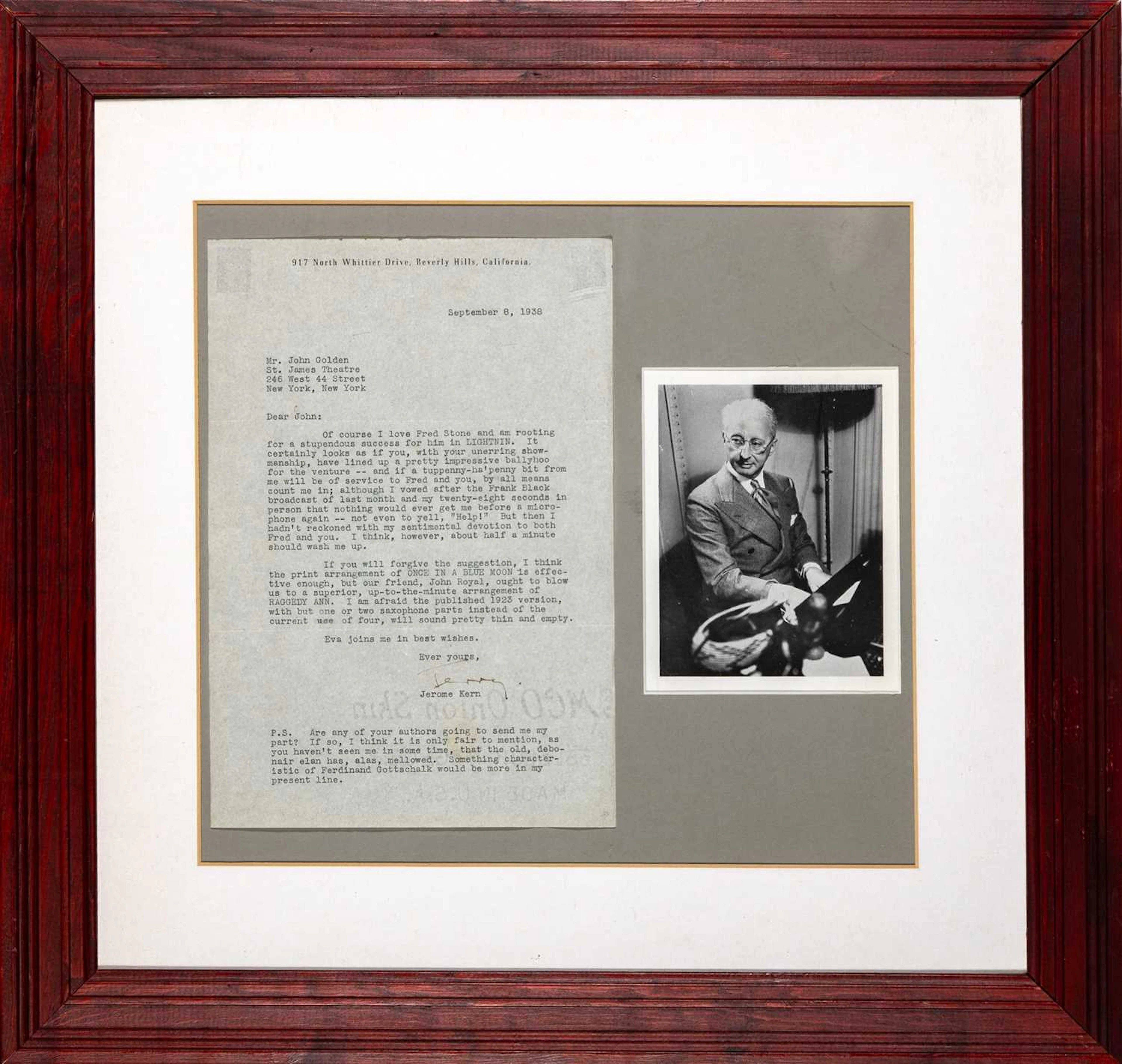 Jerome Kern typed letter signed
