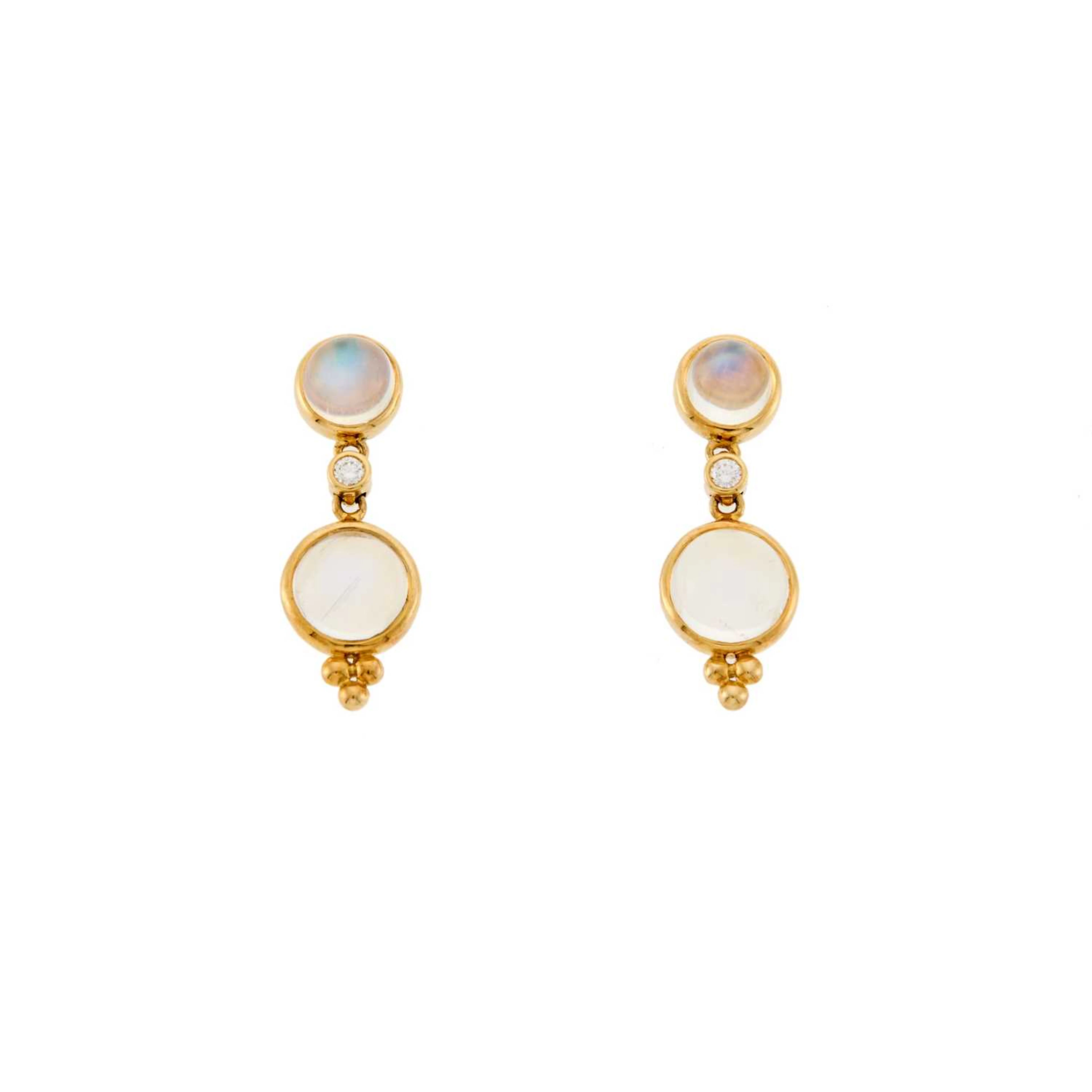 Temple St. Clair Pair of Gold, Moonstone and Diamond Pendant-Earrings