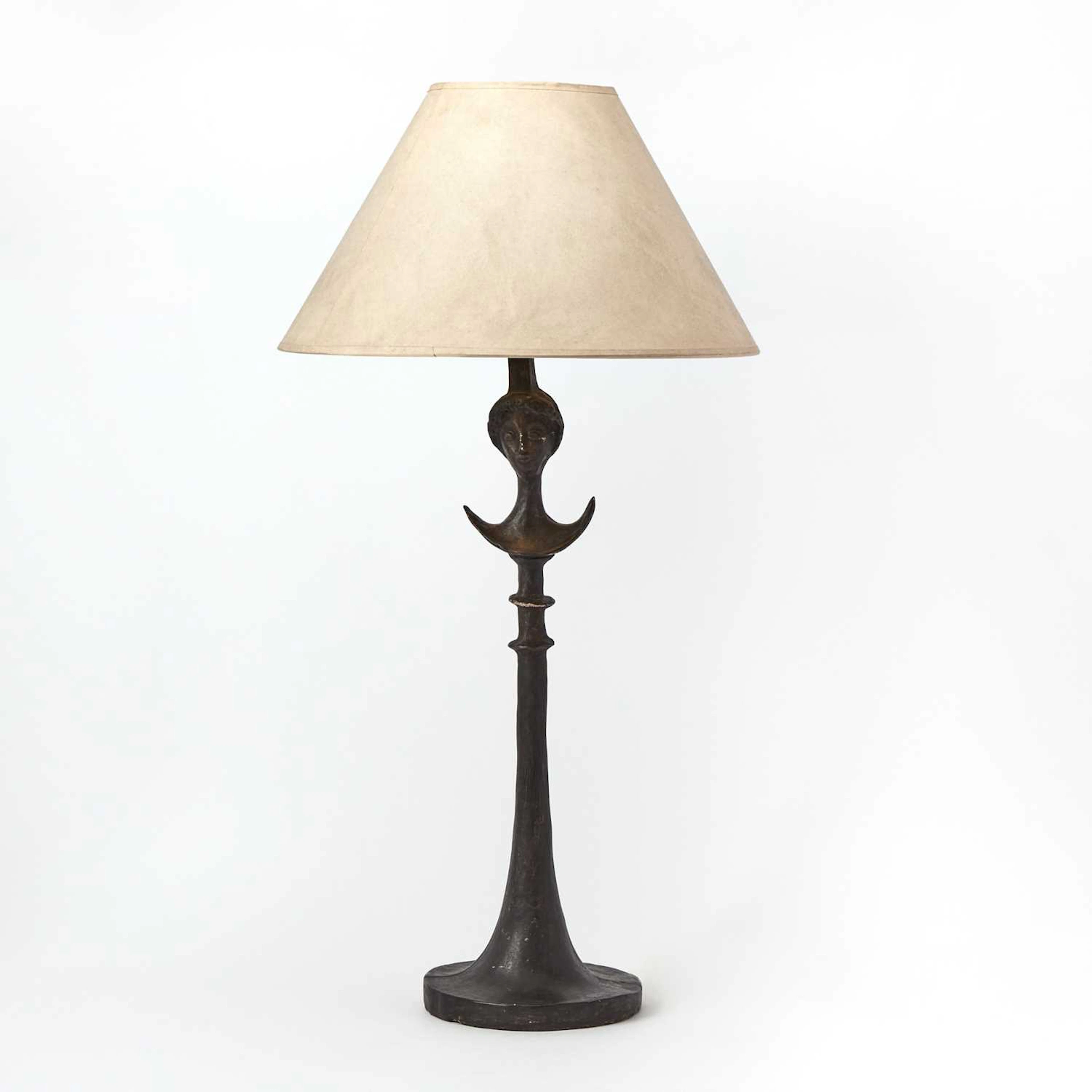 Bronzed Composition "Tête de Femme" Style Lamp