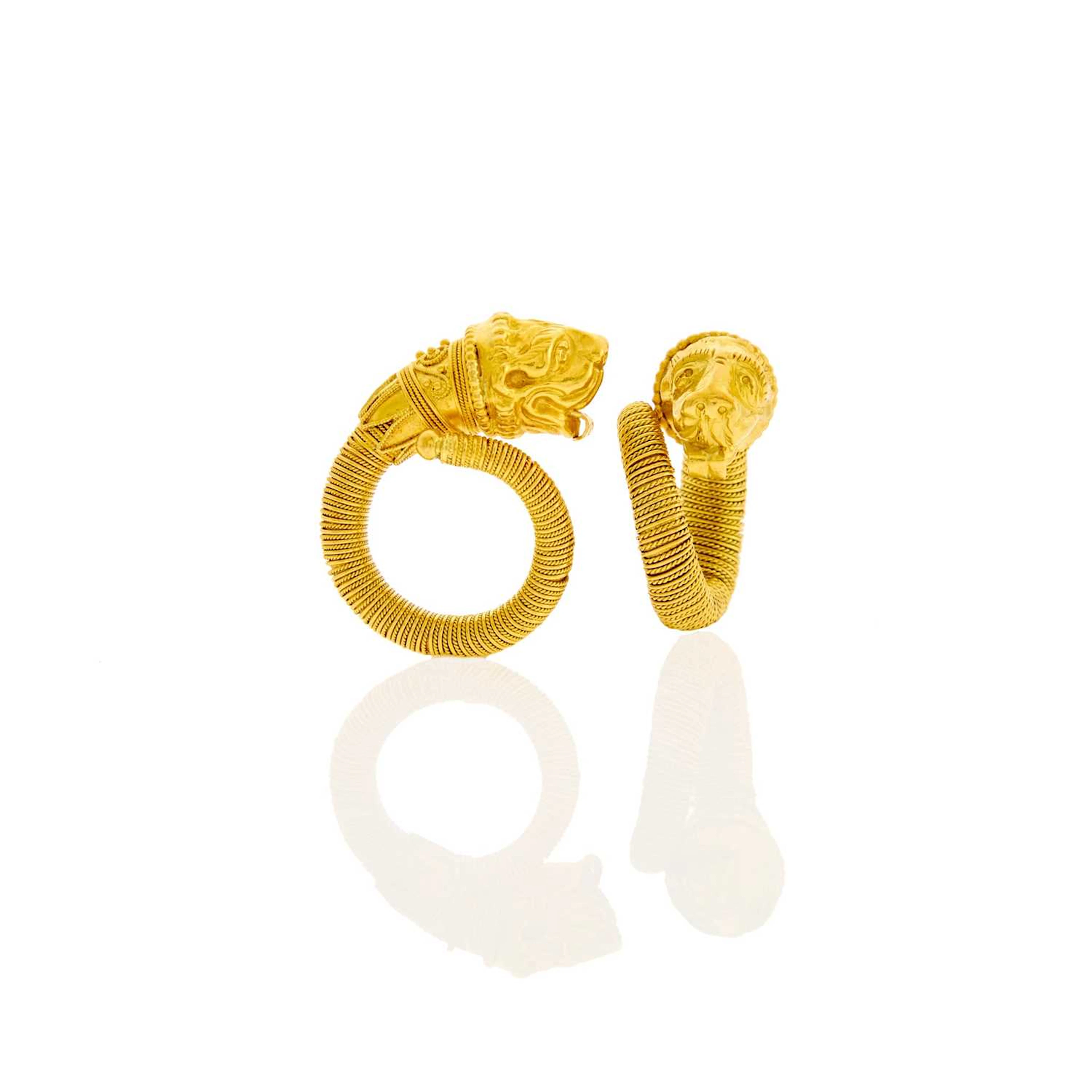 Pair of High Karat Gold Chimera Crossover Rings