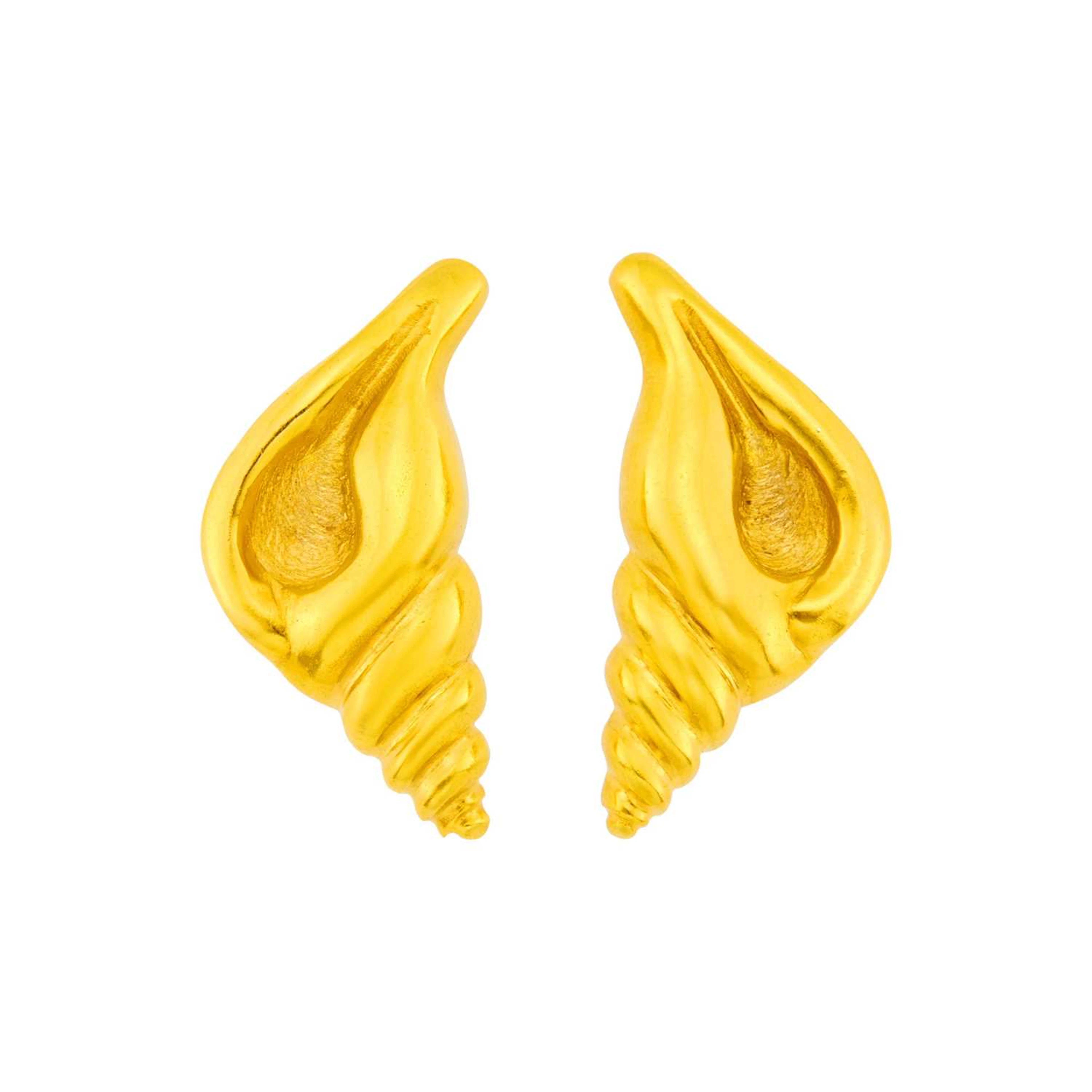 Ilias Lalaounis Pair of Gold Shell Earclips