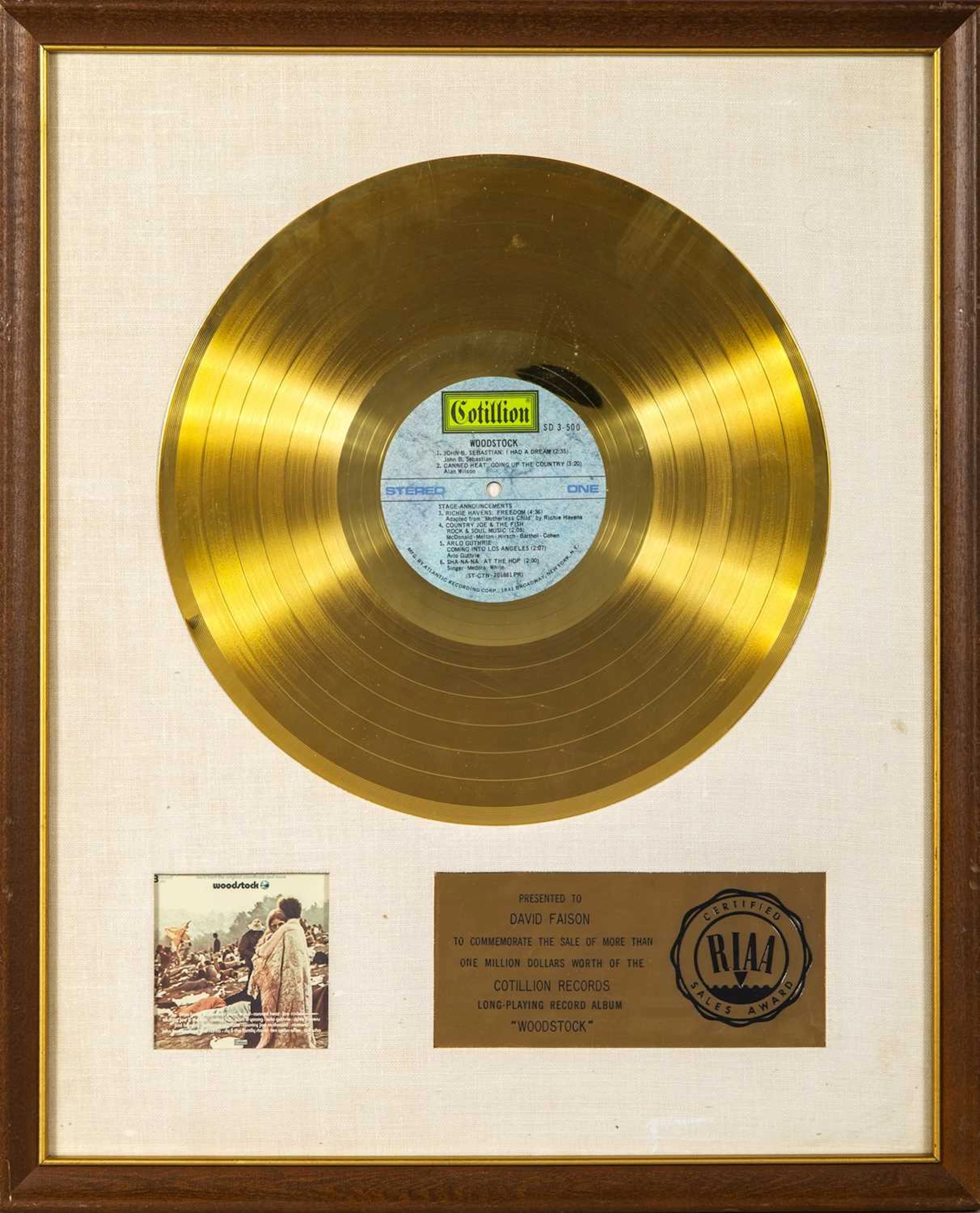 A fine Woodstock gold record