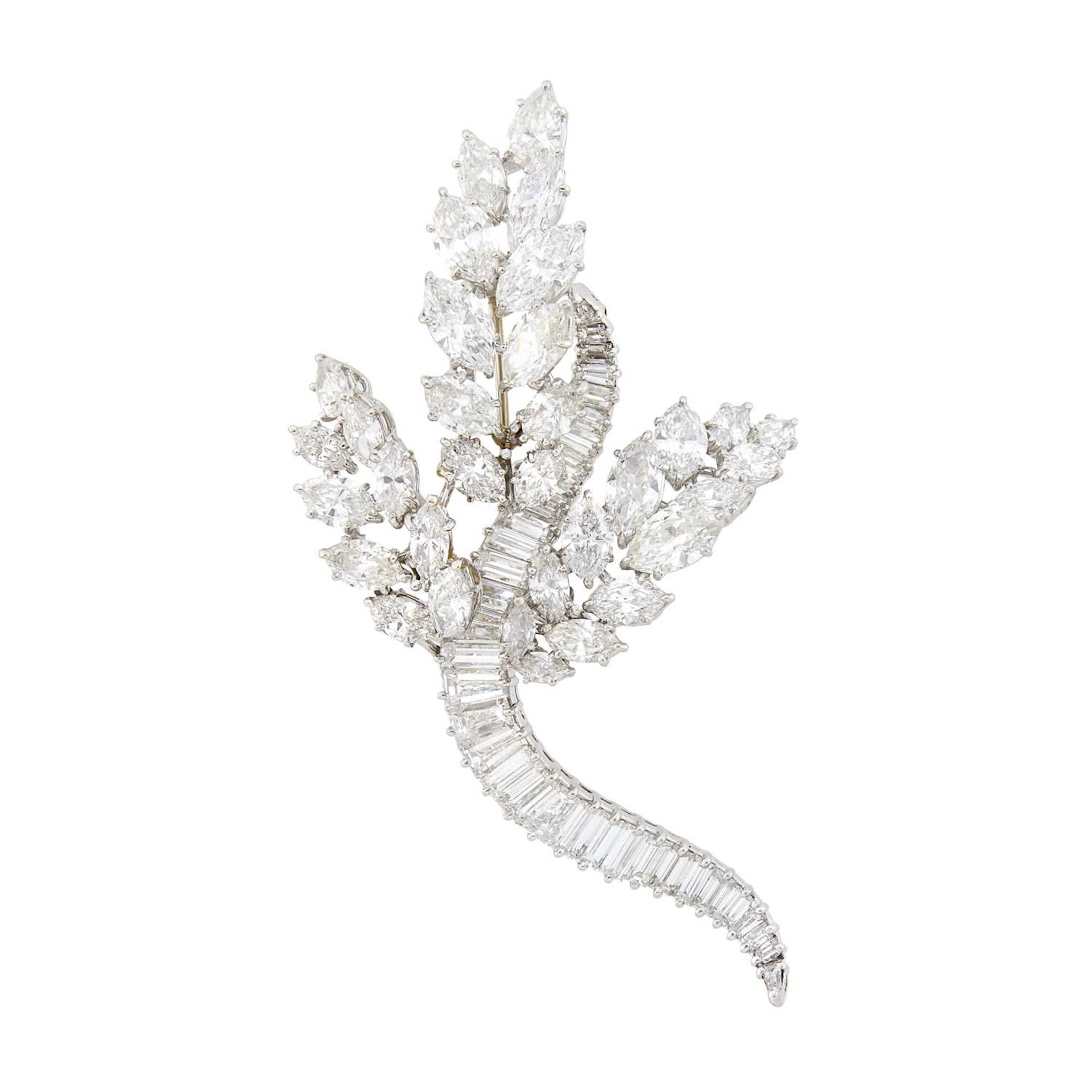 Harry Winston Platinum and Diamond Leaf Brooch