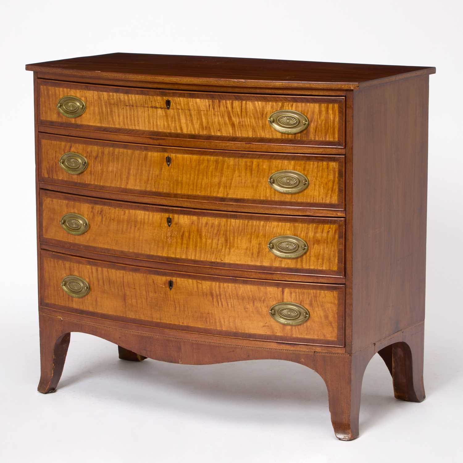 Federal Mahogany and Tiger Maple Bowfront Chest of Drawers