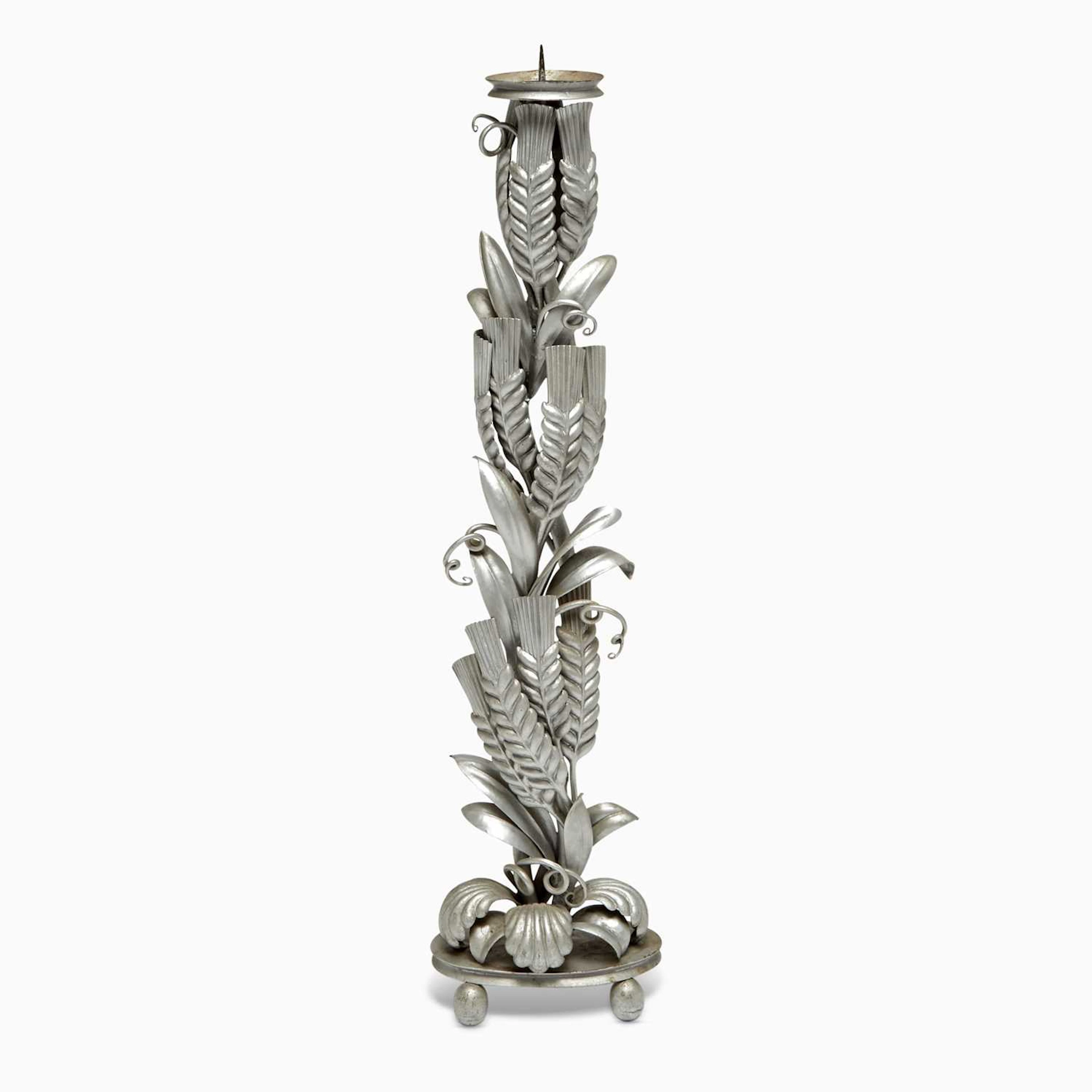 Dagobert Peche Silver Painted Iron Standing Candlestick