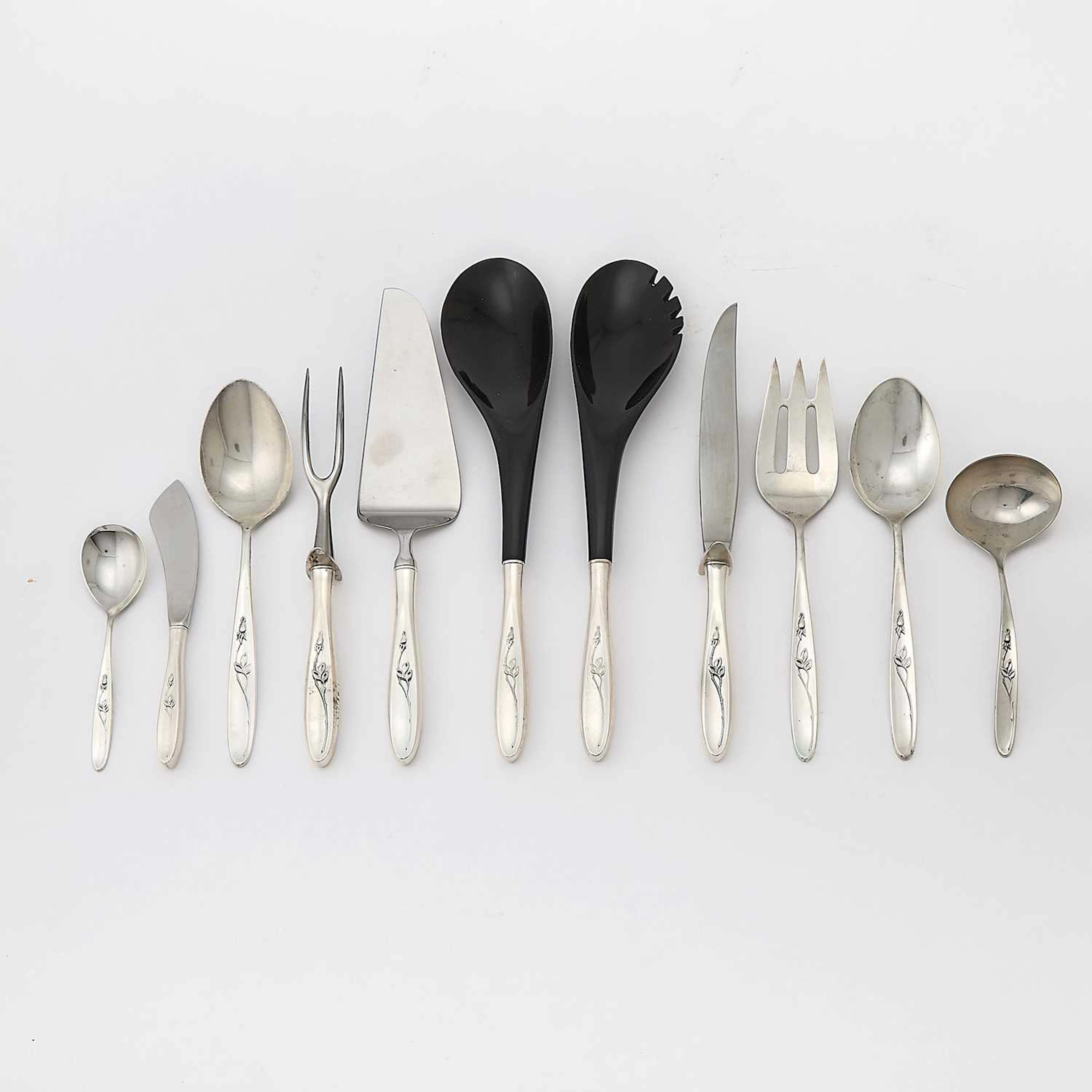 Towle Sterling Silver "Rose Solitaire" Pattern Flatware Service