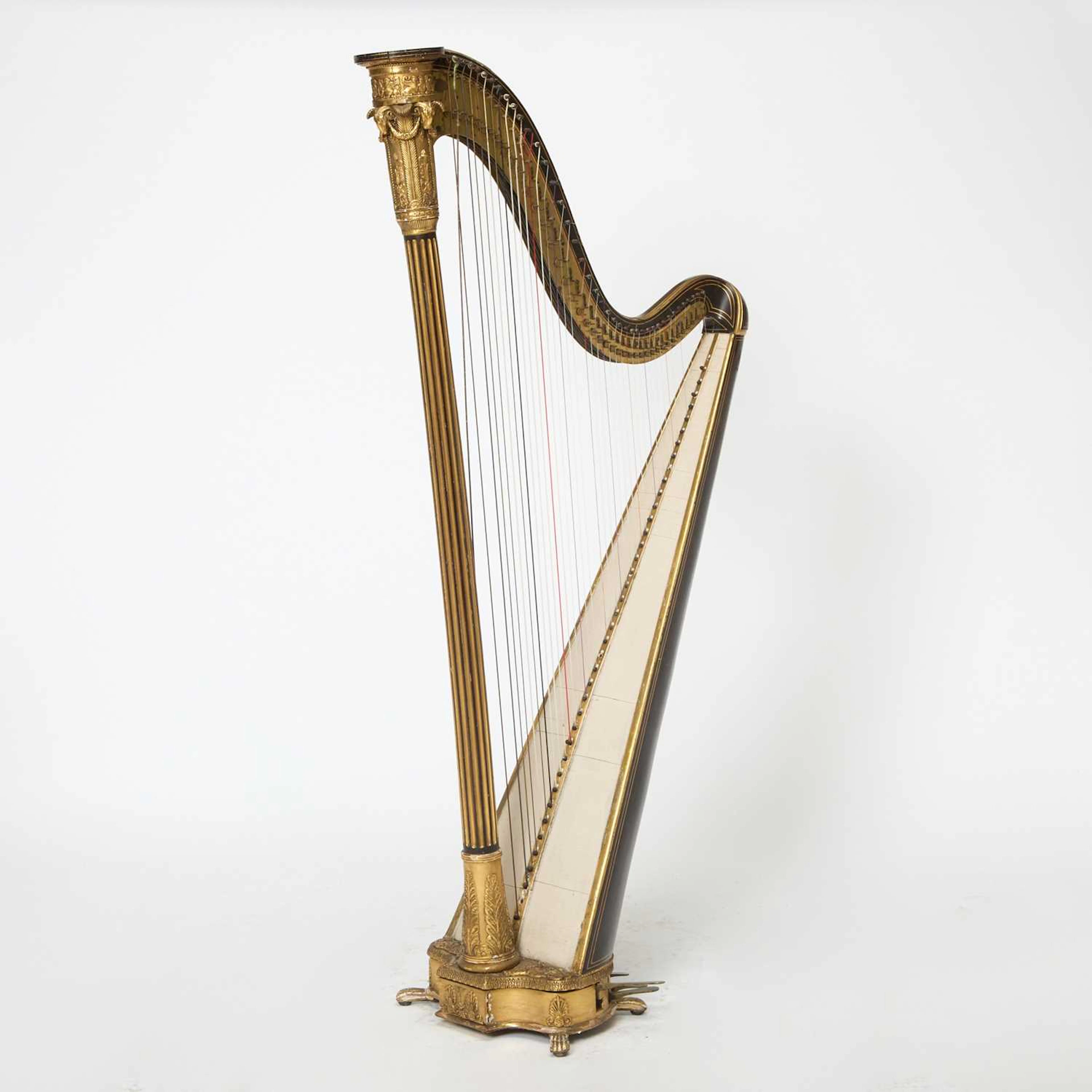 Louis XVI Style Erard Freres Faux Grain Painted and Parcel Gilt Harp