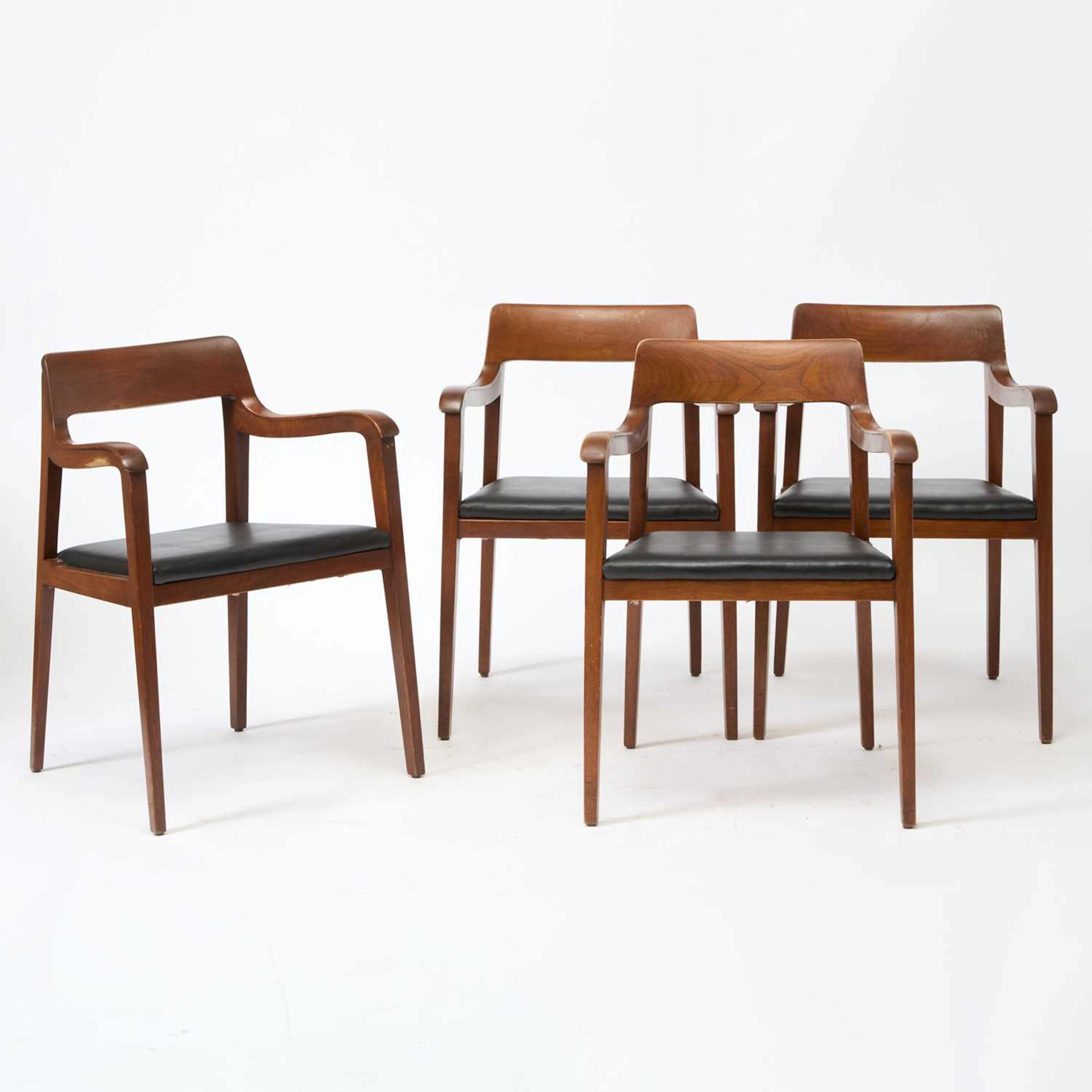 Set of Four Edward Wormley for Dunbar Upholstered Walnut "Model 4797A