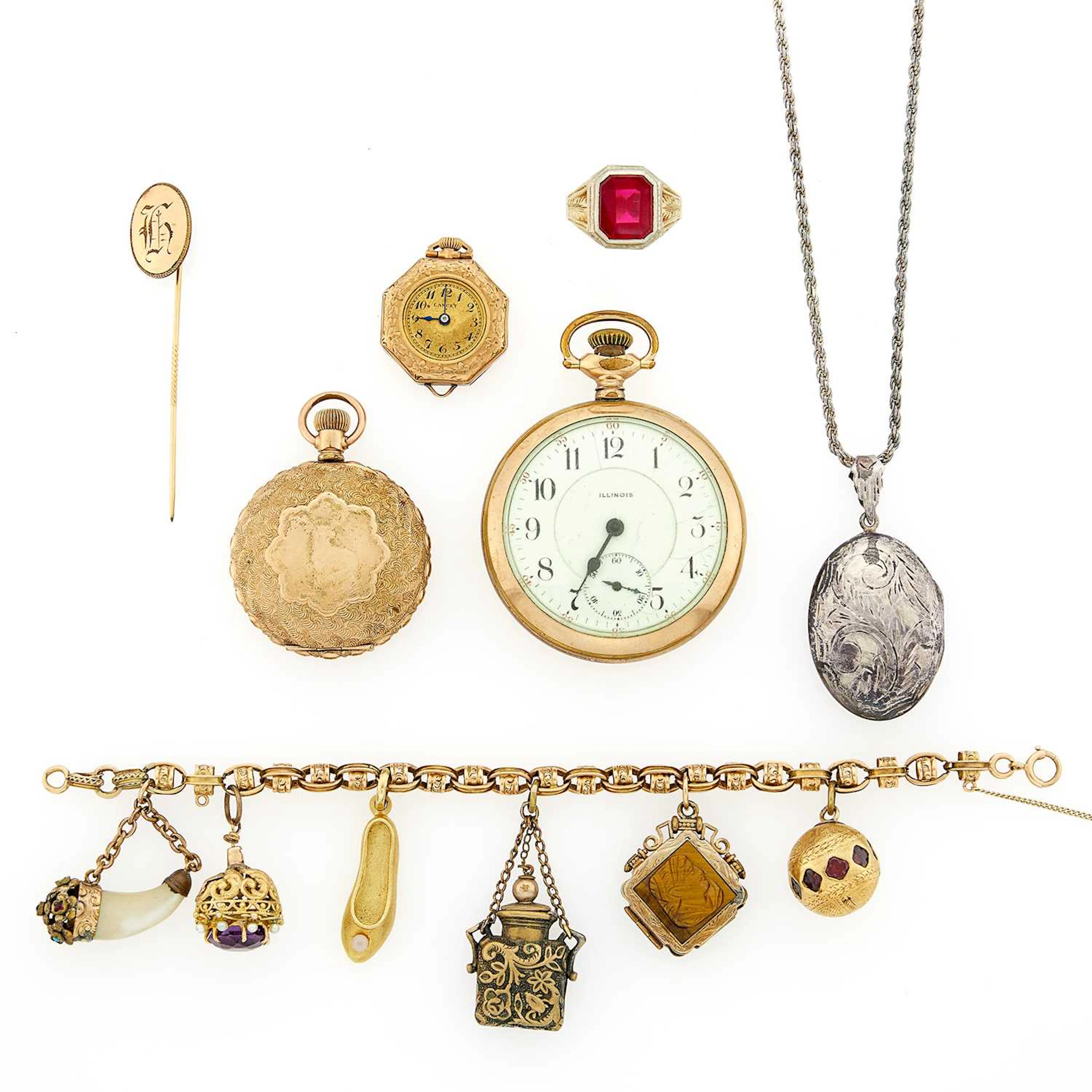 Group of Gold, Low Karat Gold, Gold-Filled, Silver and Gilt-Metal