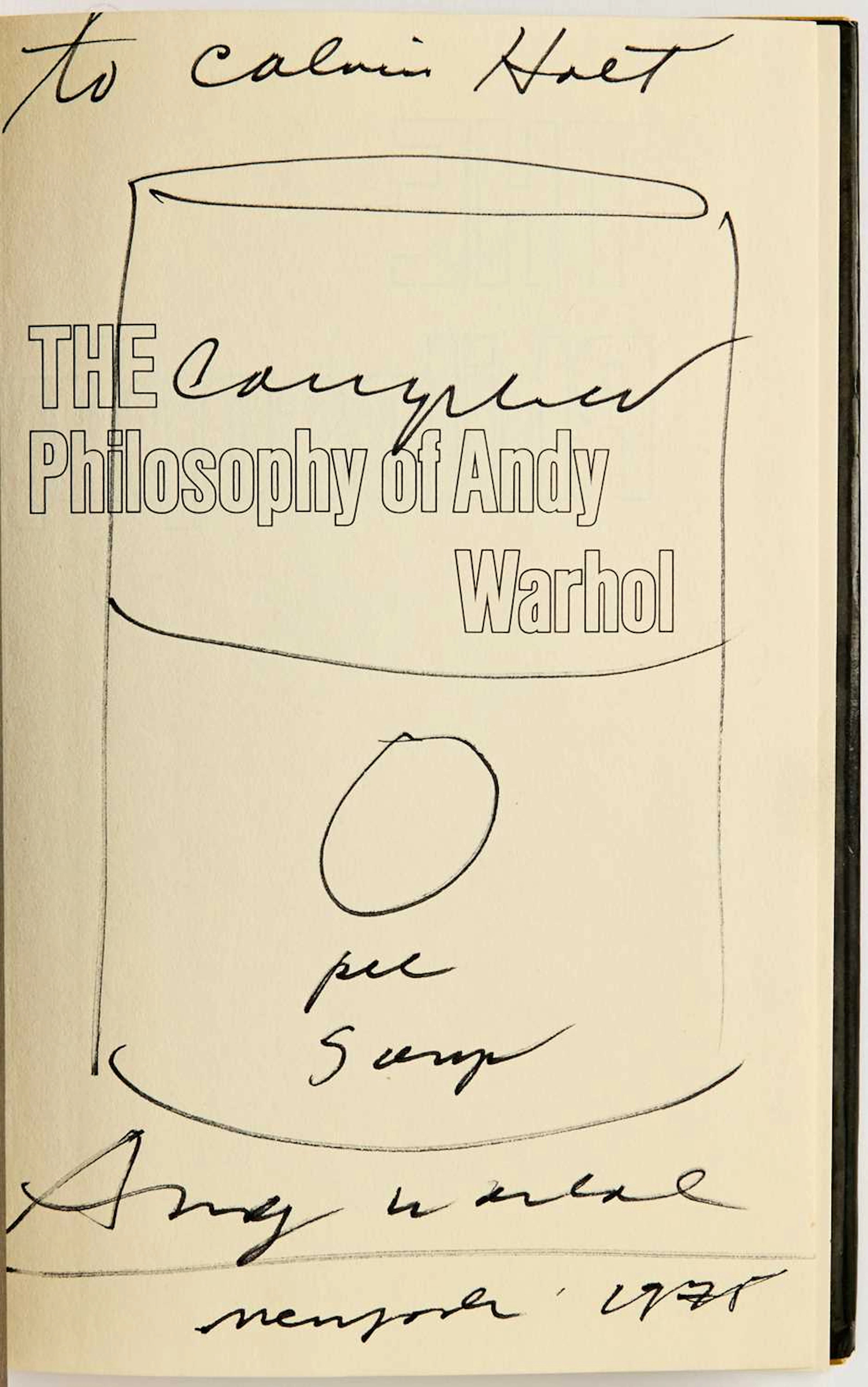 The Philosophy of Andy Warhol, inscribed by Warhol to the owner of