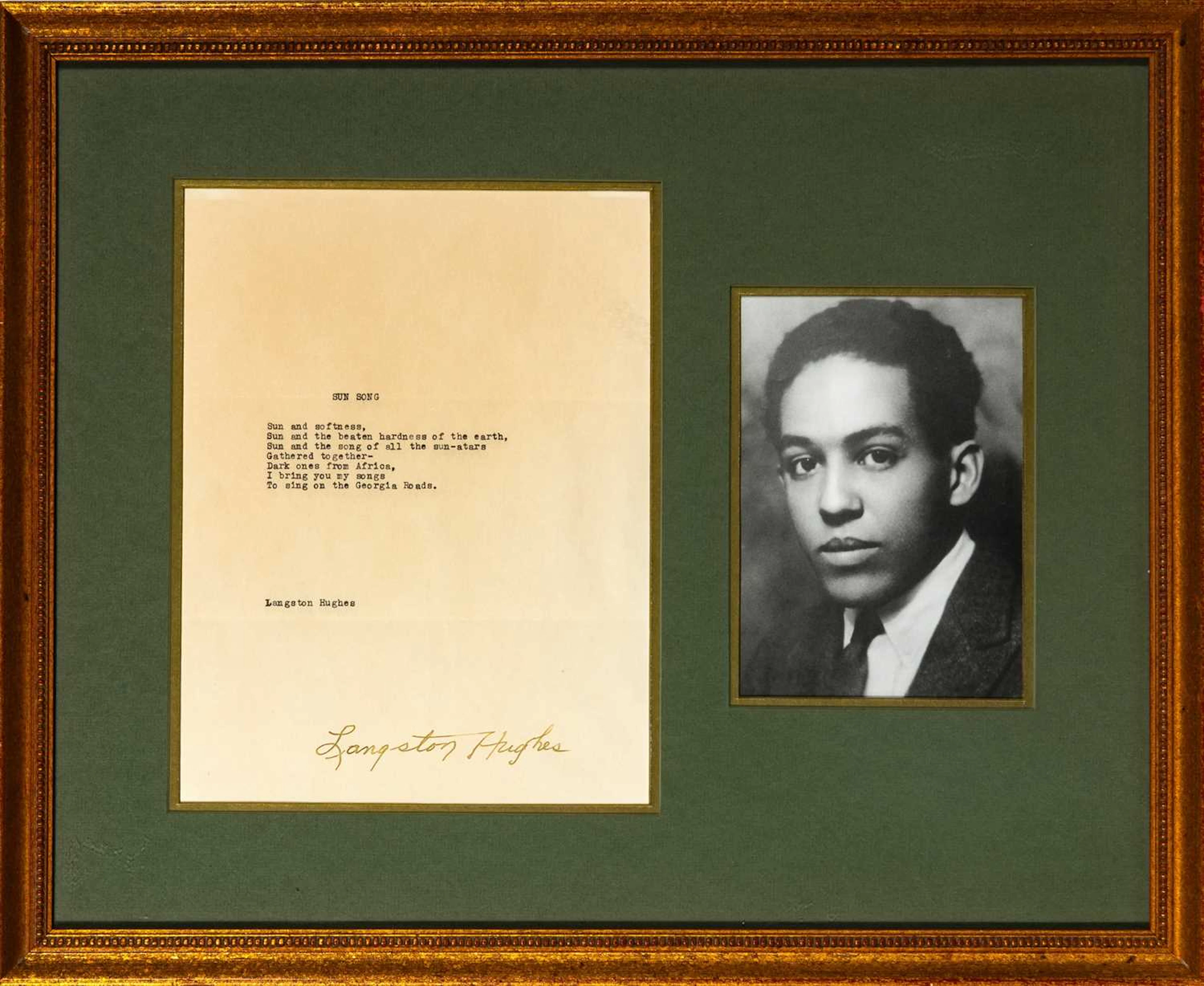 Langston Hughes "Sun Song" Framed with Portrait