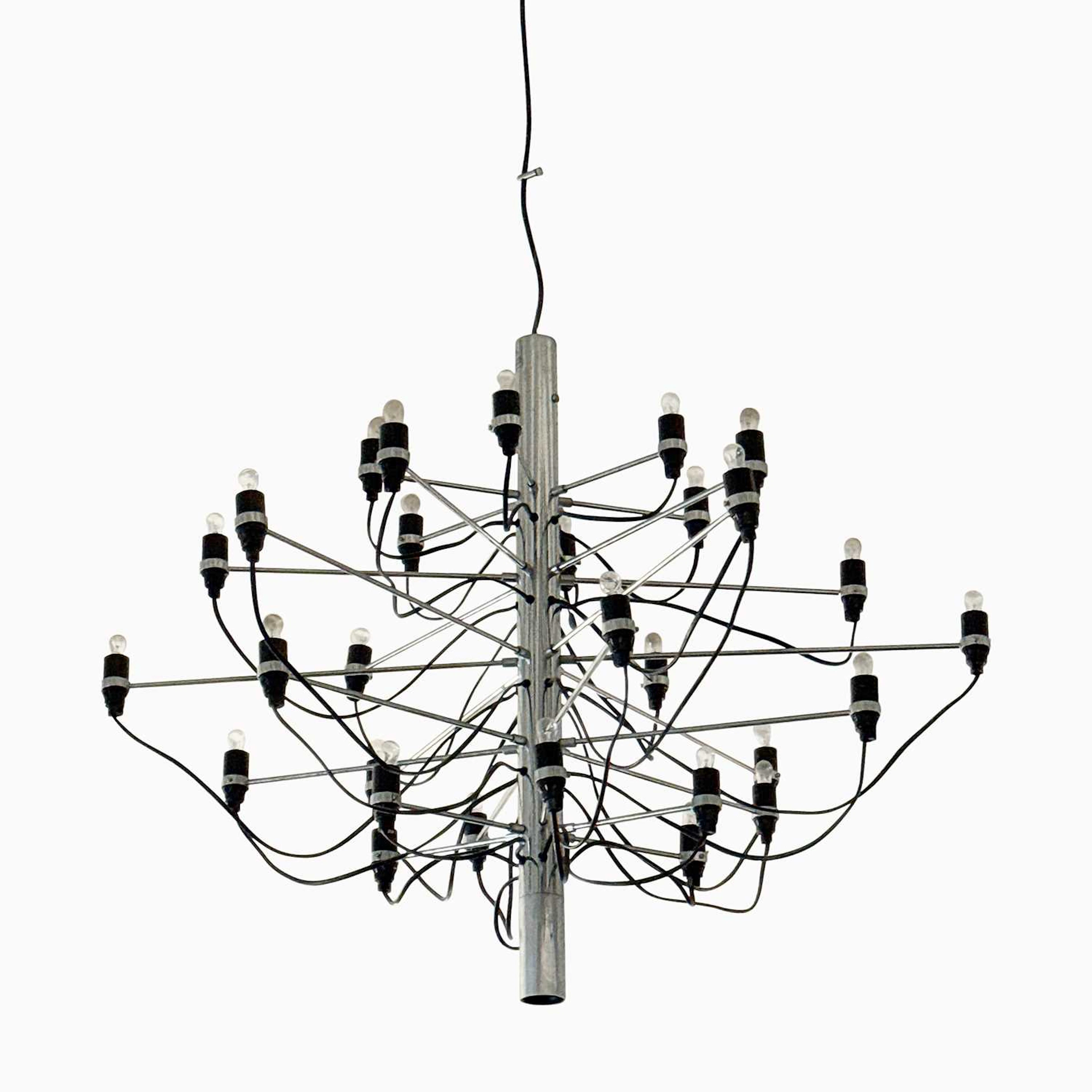 Gino Sarfatti for Flos Chromed Metal Thirty-Light "2097" Chandelier