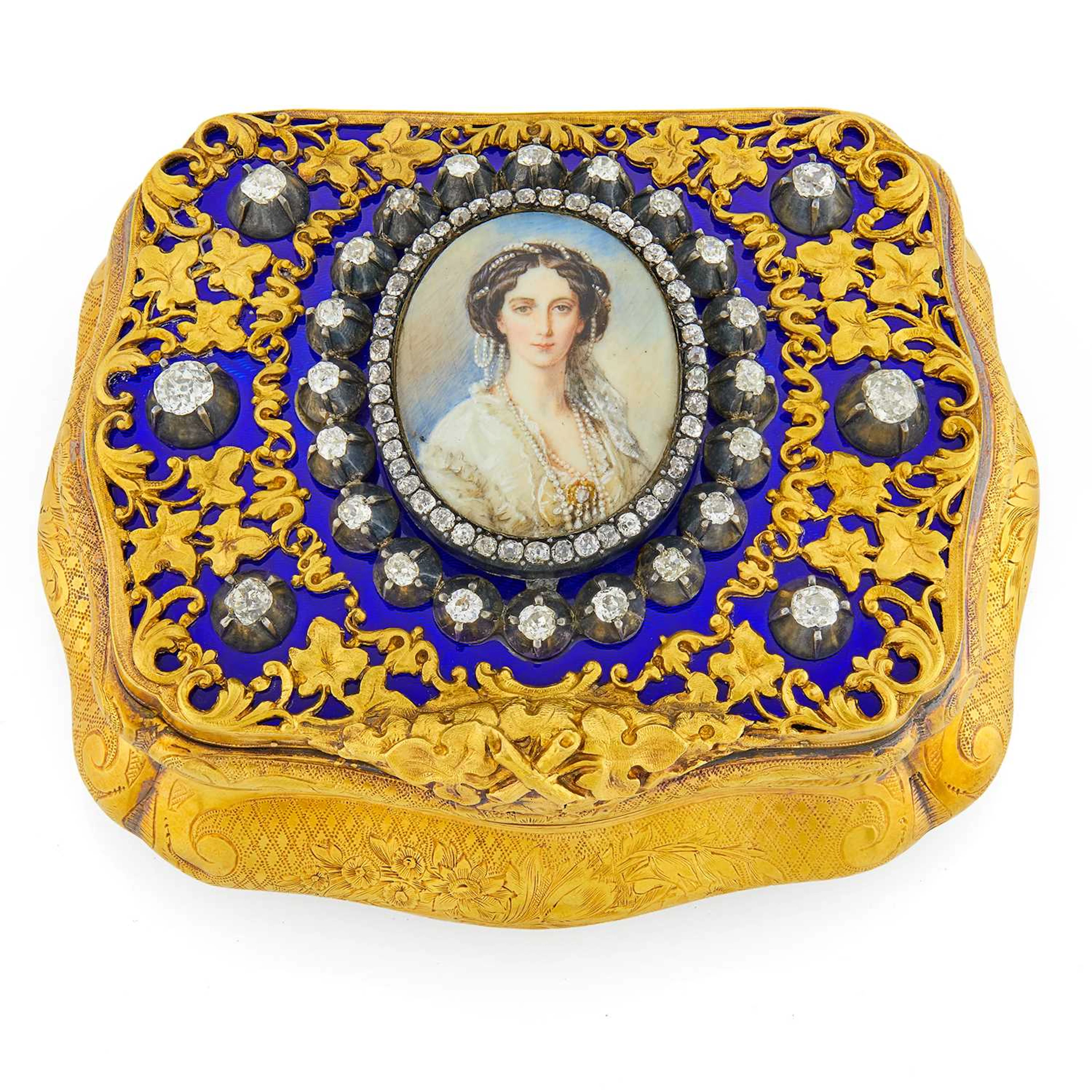 Jeweled Gold and Guilloché Enamel Imperial Presentation Snuff Box