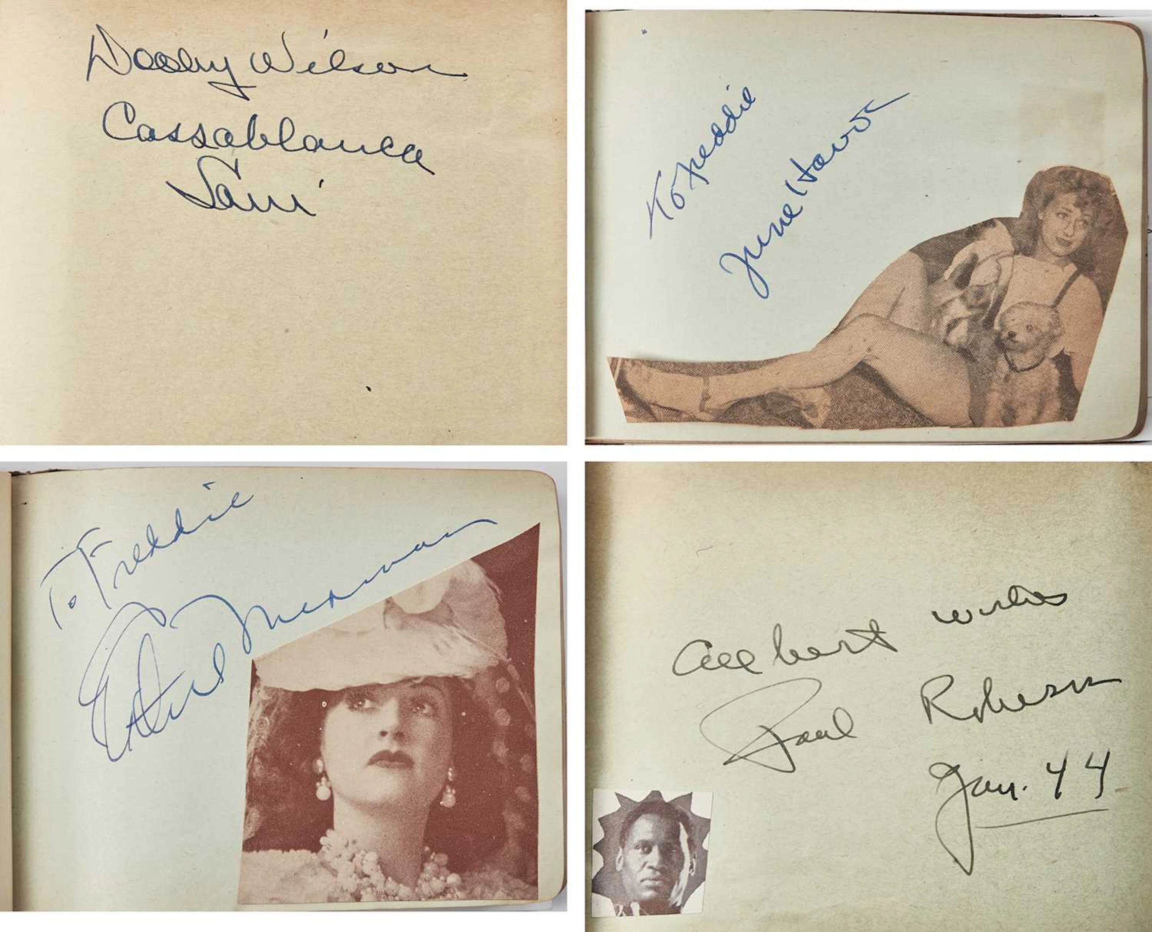 Three autograph albums loaded with signatures of stars of the 1940s
