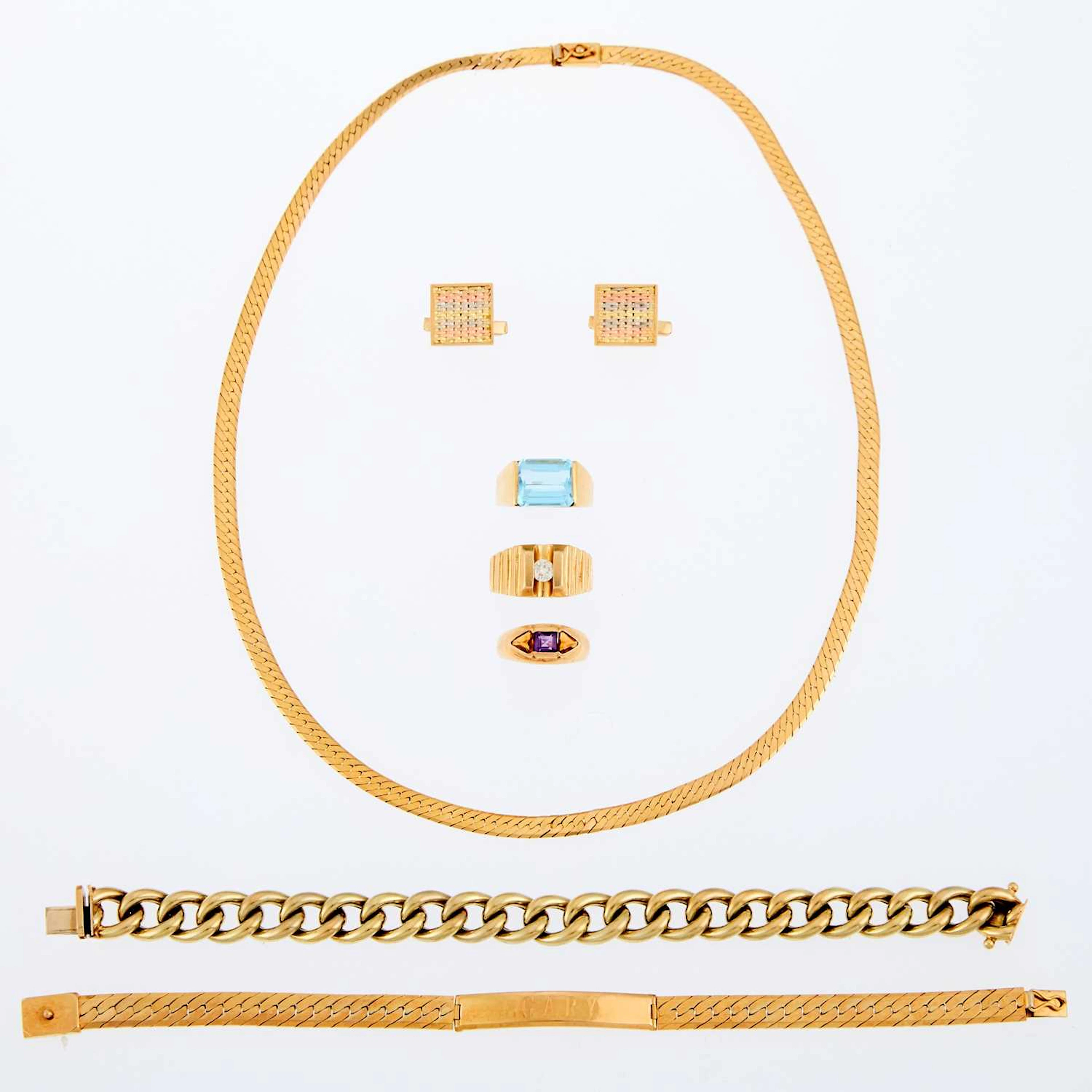 Group of Gold, Low Karat Gold and Gem-Set Jewelry