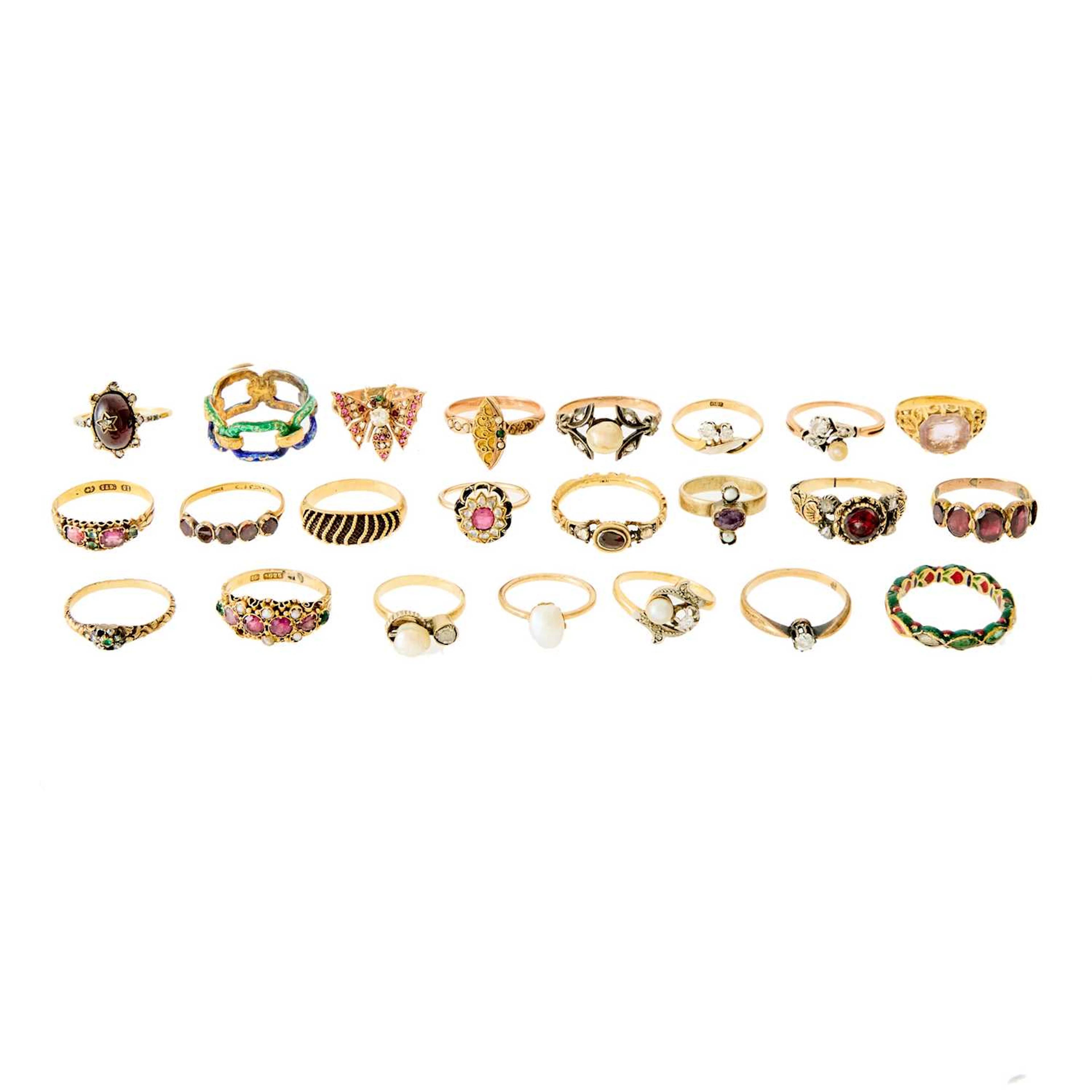 Group of Antique Gold, Gold-Filled and Gilt-Metal Rings