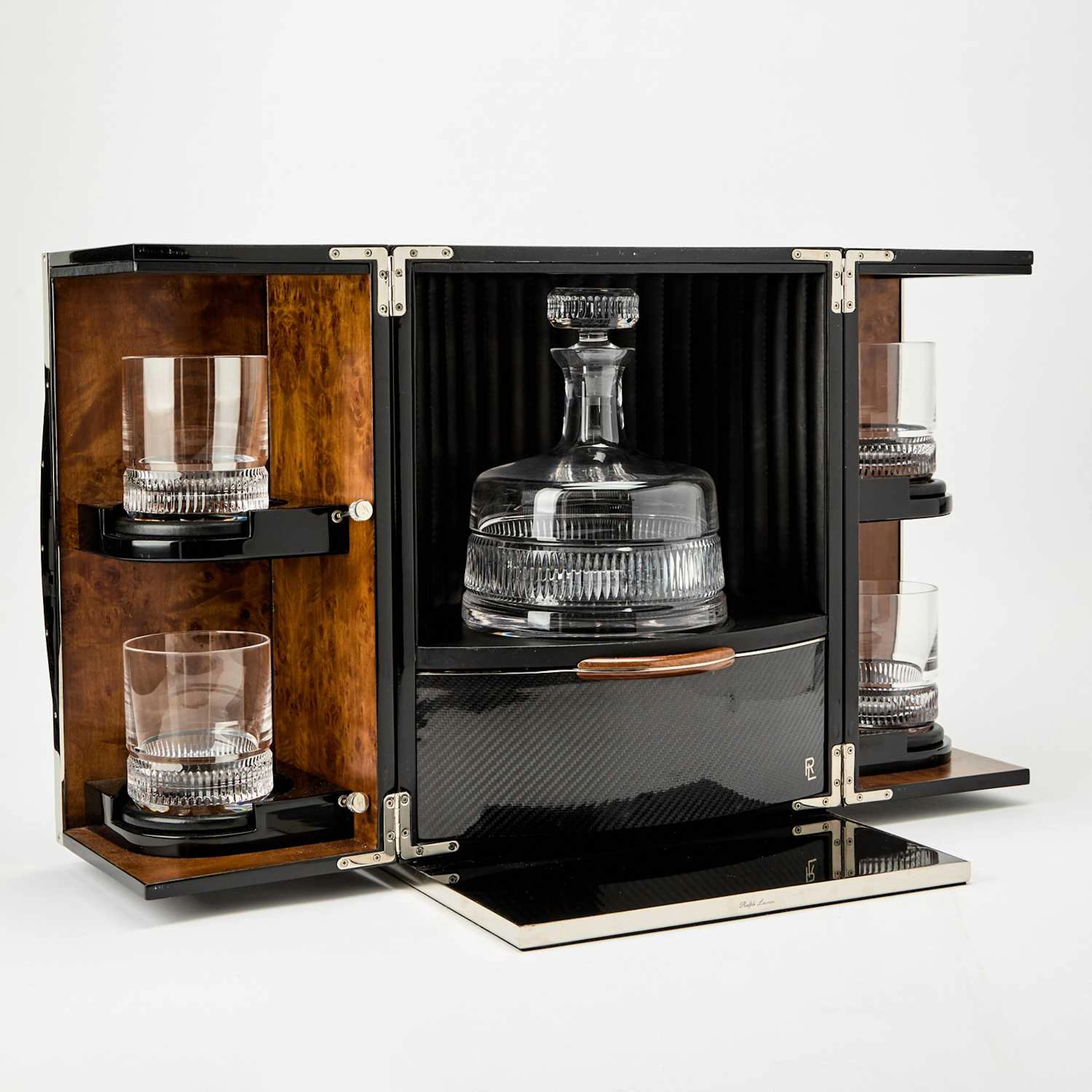 Ralph Lauren Lacquered Engineered Wood and Polished Stainless Steel