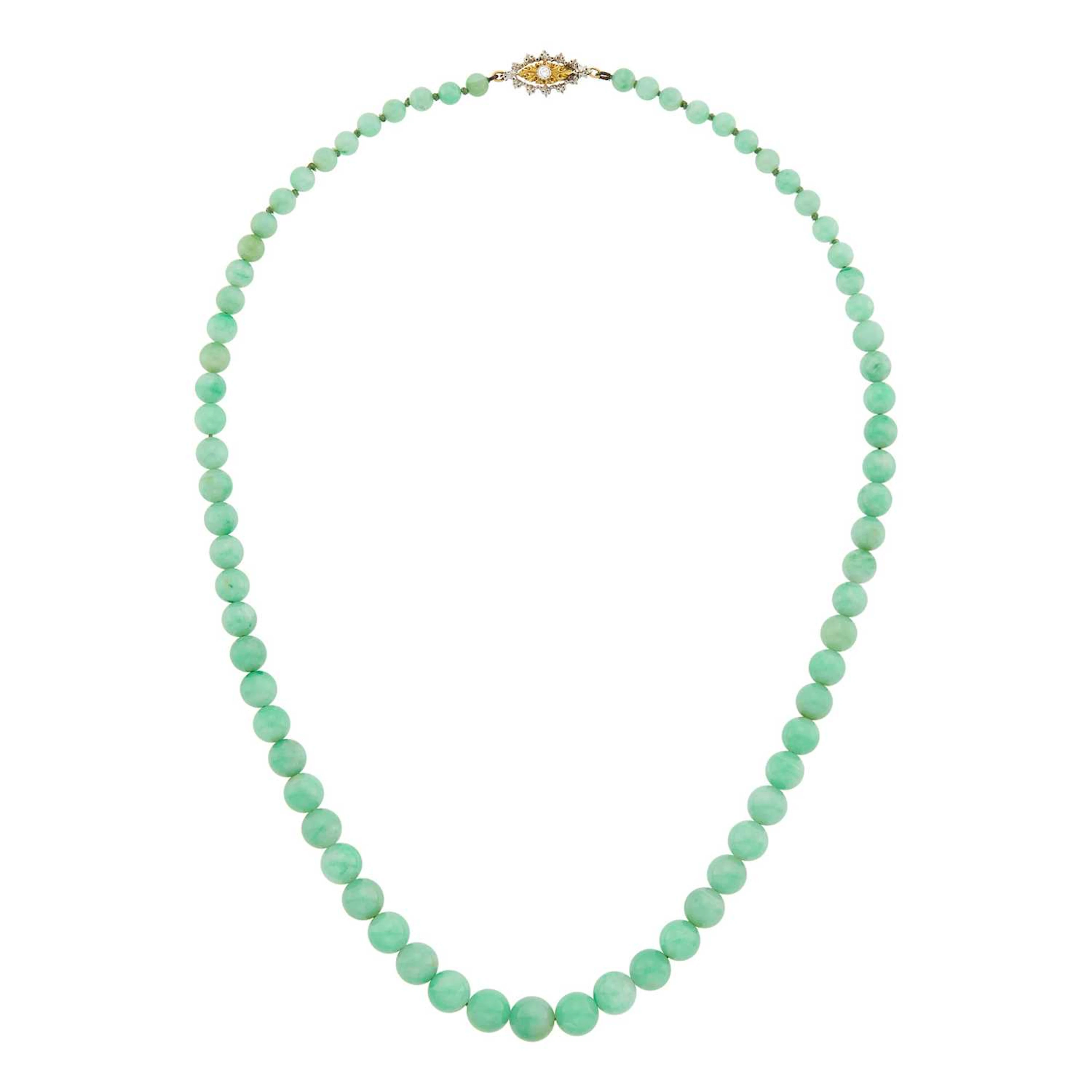 Buccellati Jade Bead Necklace with Two-Color Gold and Diamond Clasp