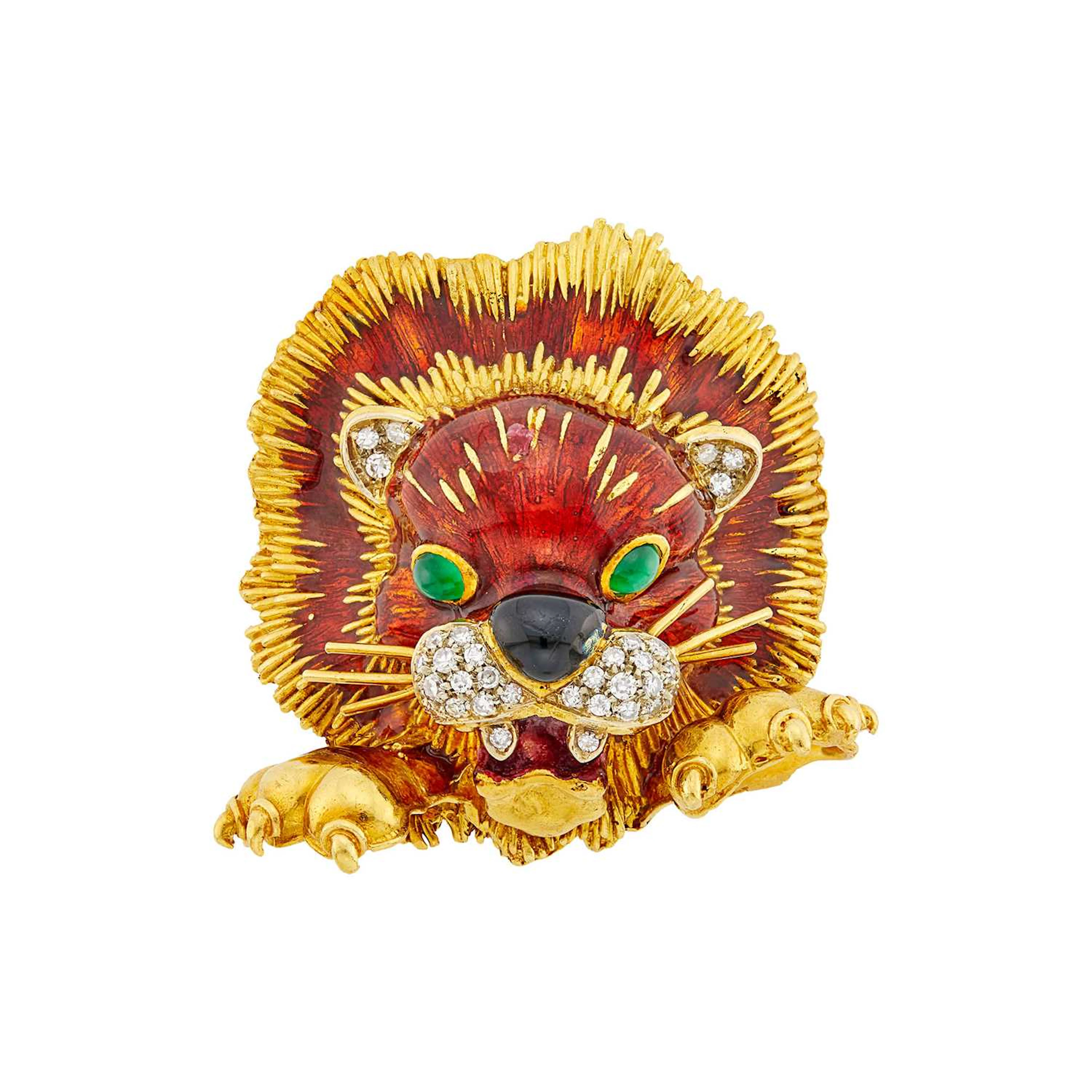Frascarolo Gold, Enamel and Diamond Lion Clip-Brooch