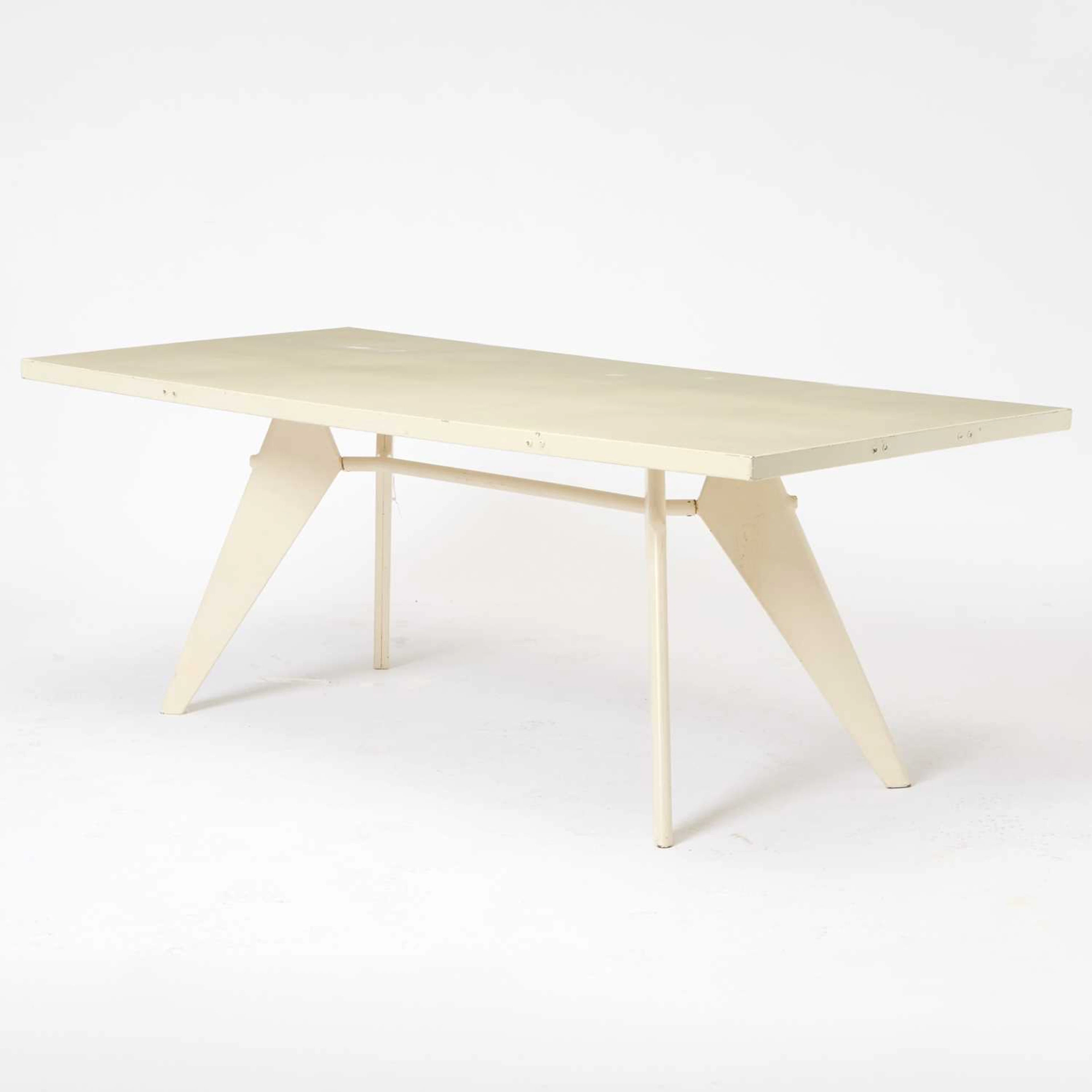 After Jean Prouve Aluminum Lacquered Metal and Steel Table