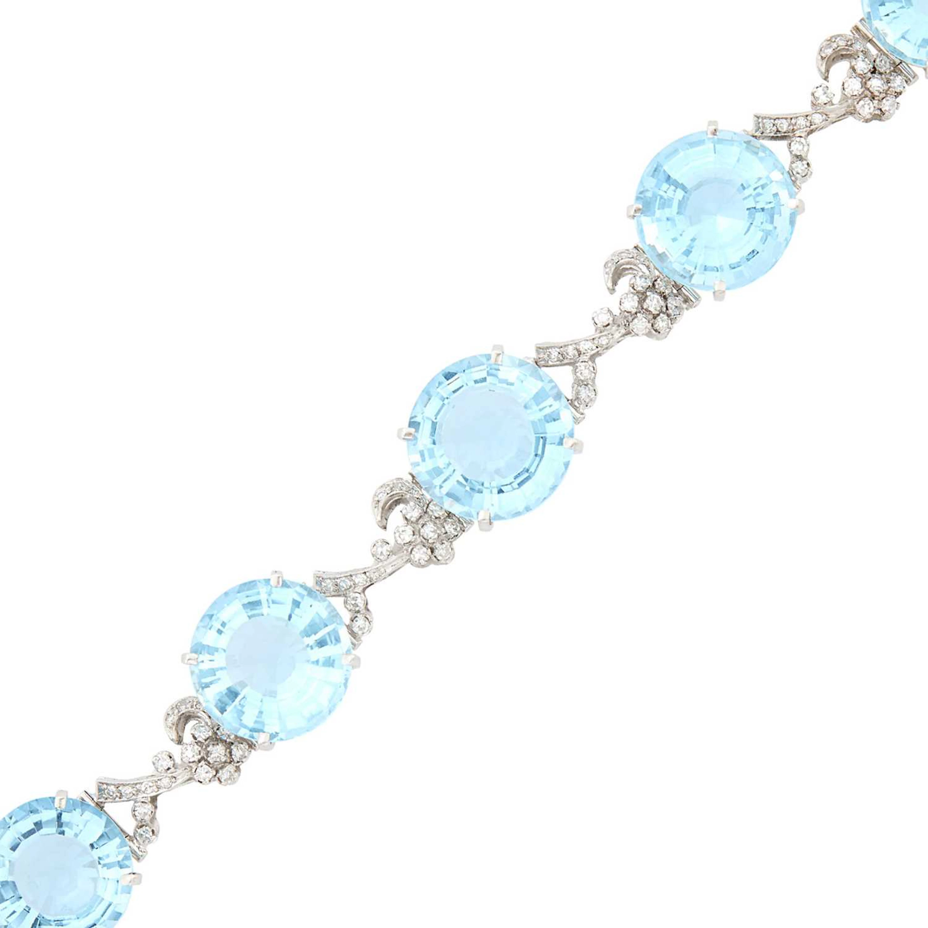 White Gold, Aquamarine and Diamond Bracelet