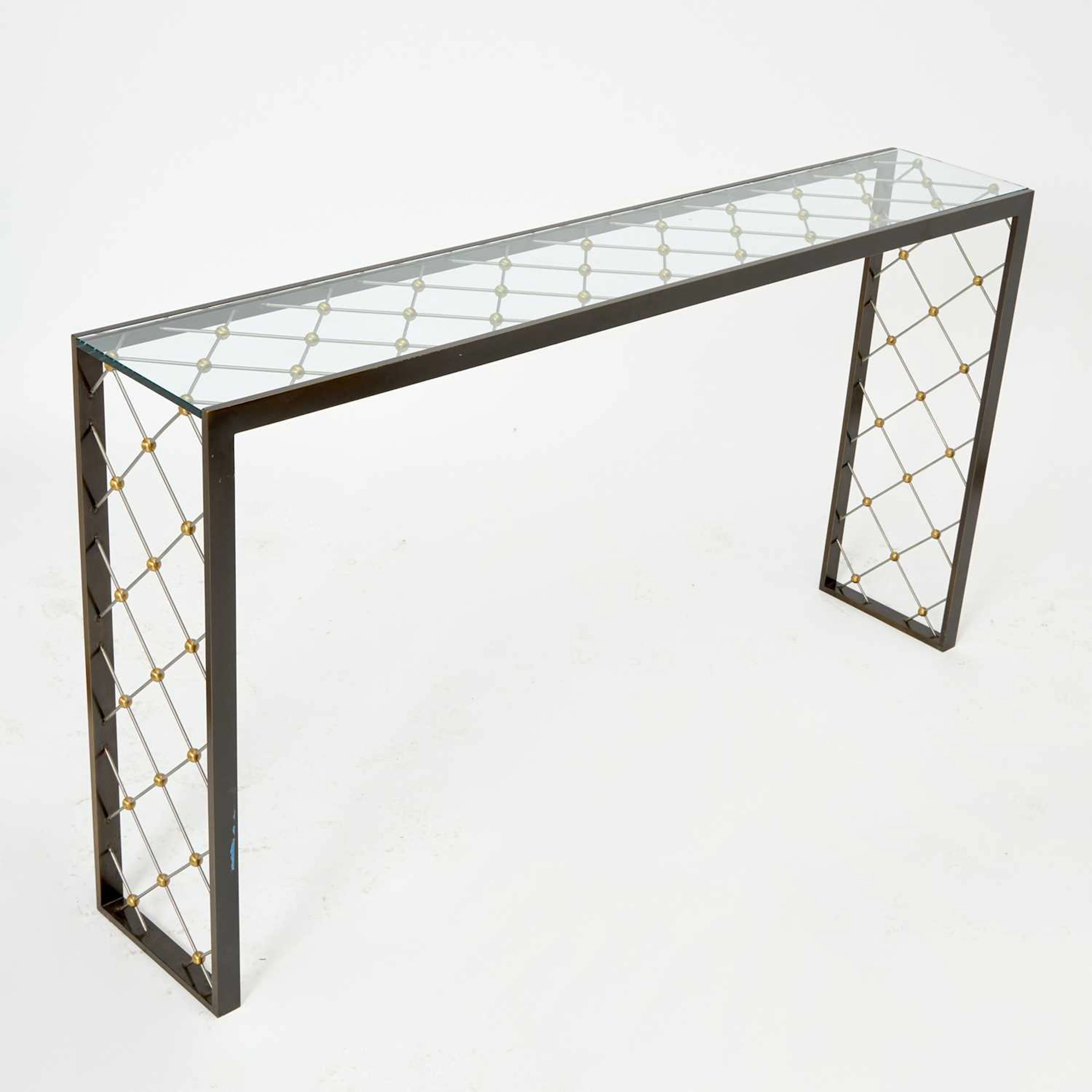 Jean Royère Style Metal and Glass Console