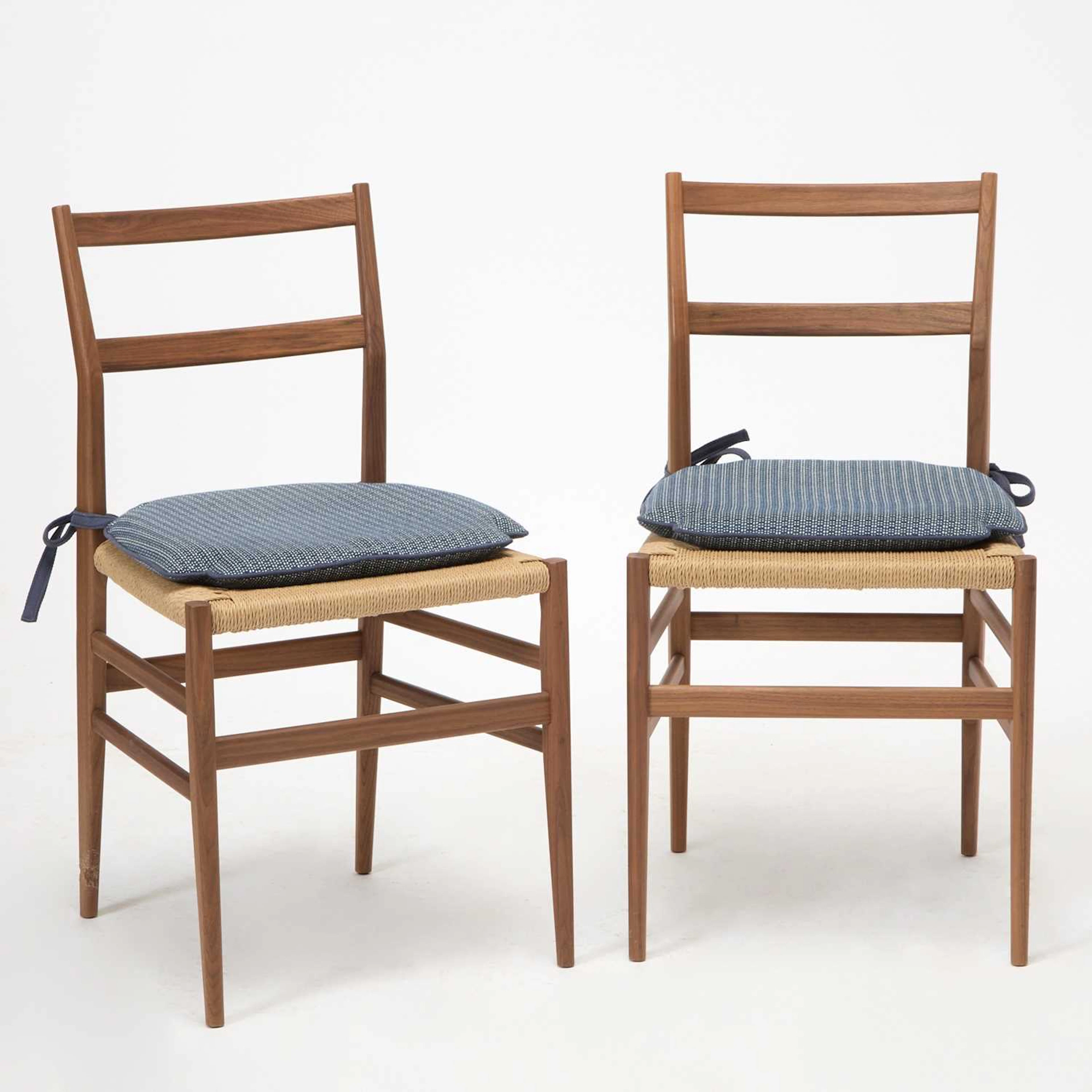 Three Gio Ponti for Cassina Walnut Rush-Seat "Superleggera" Side Chairs