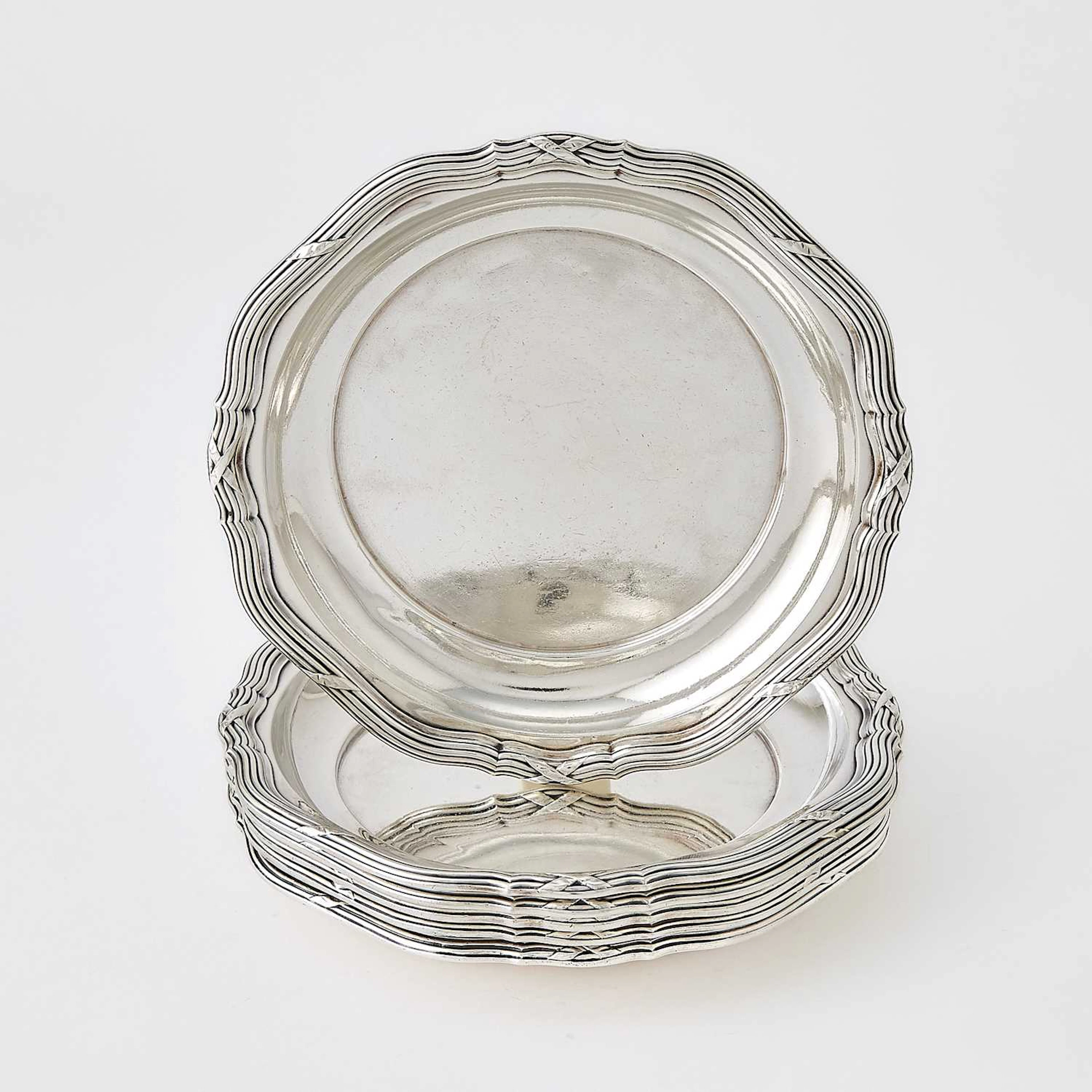Set of Six French Silver Bottle Coasters