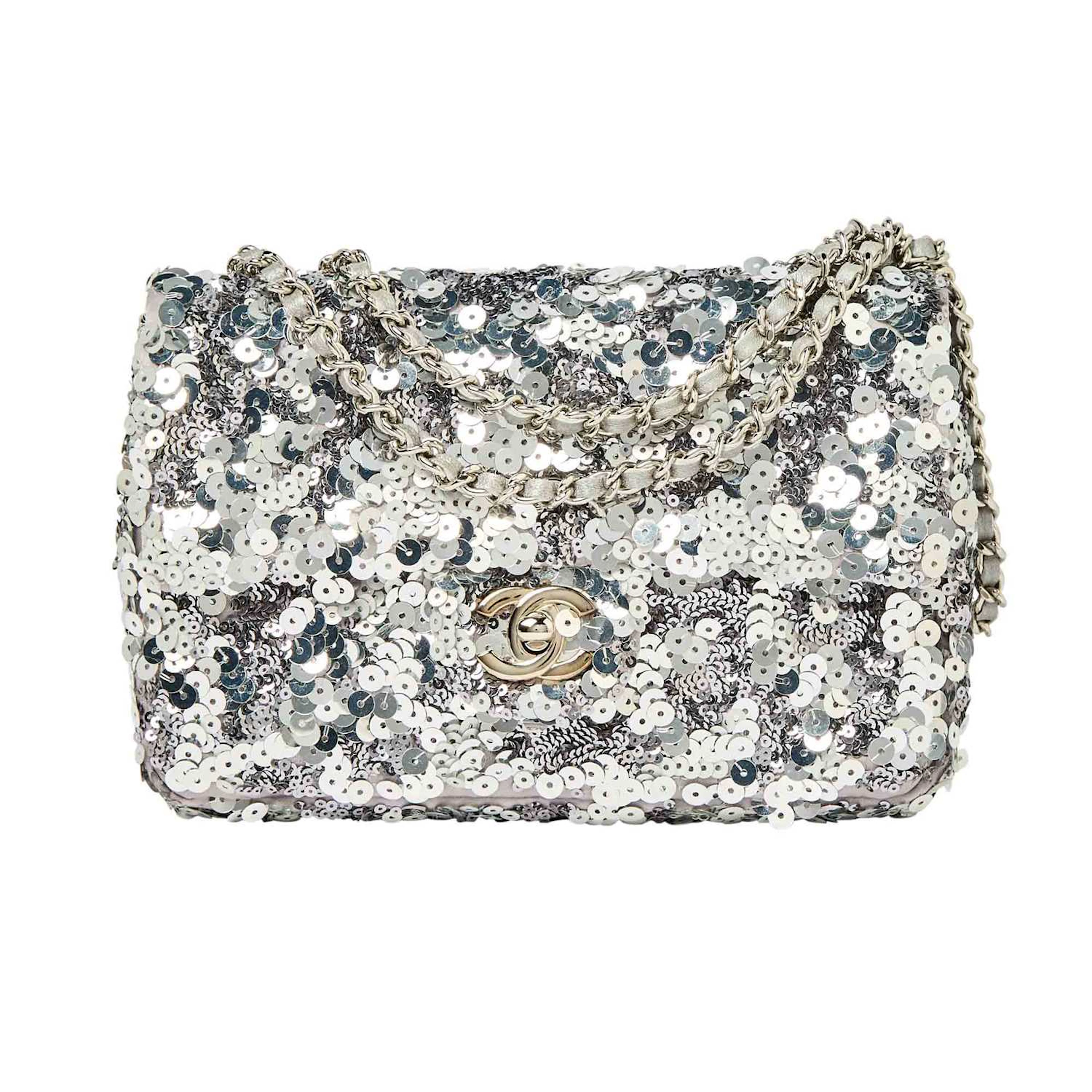 Chanel Silver Sequin Flap Bag