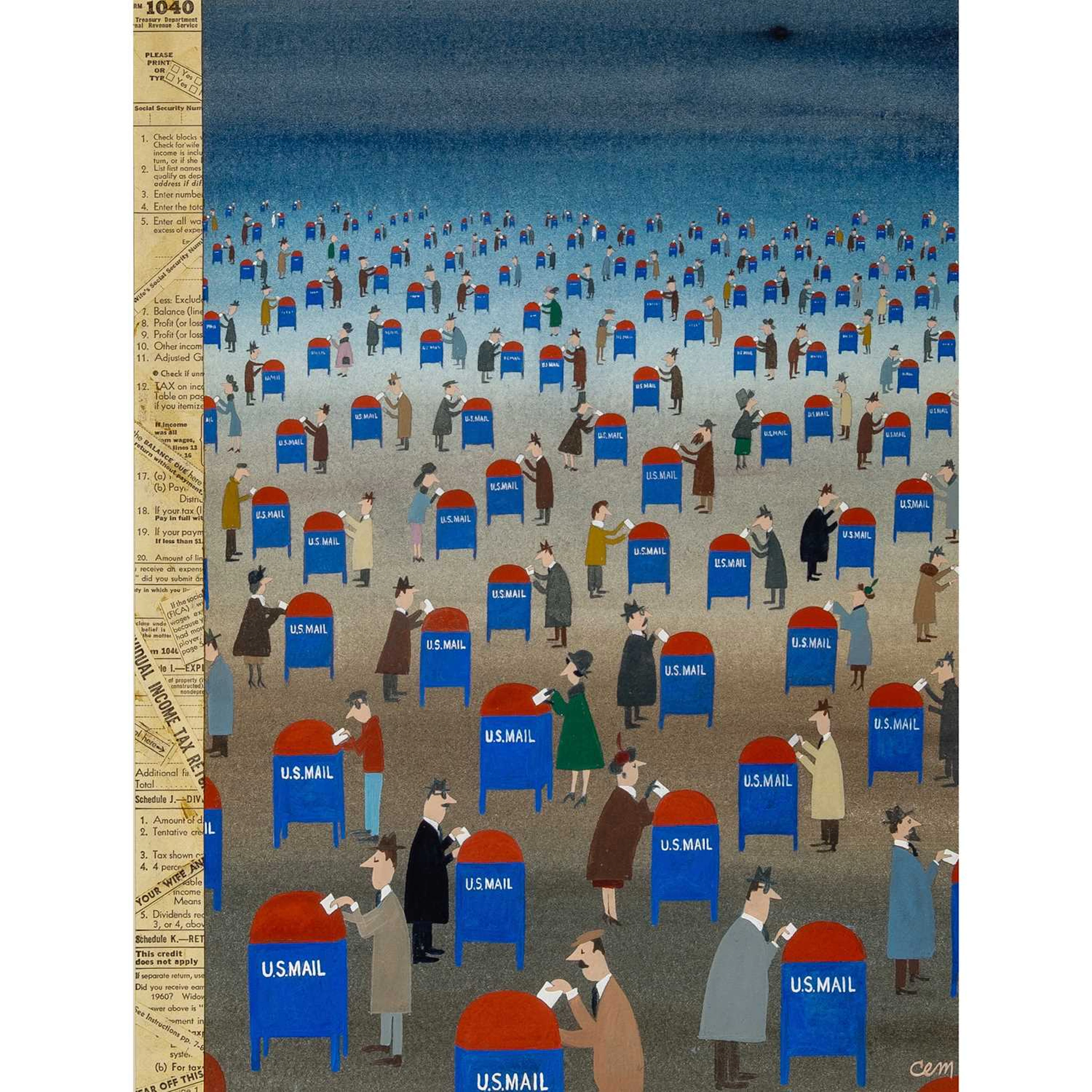 Charles Elmer Martin's New Yorker cover design for tax day 1962