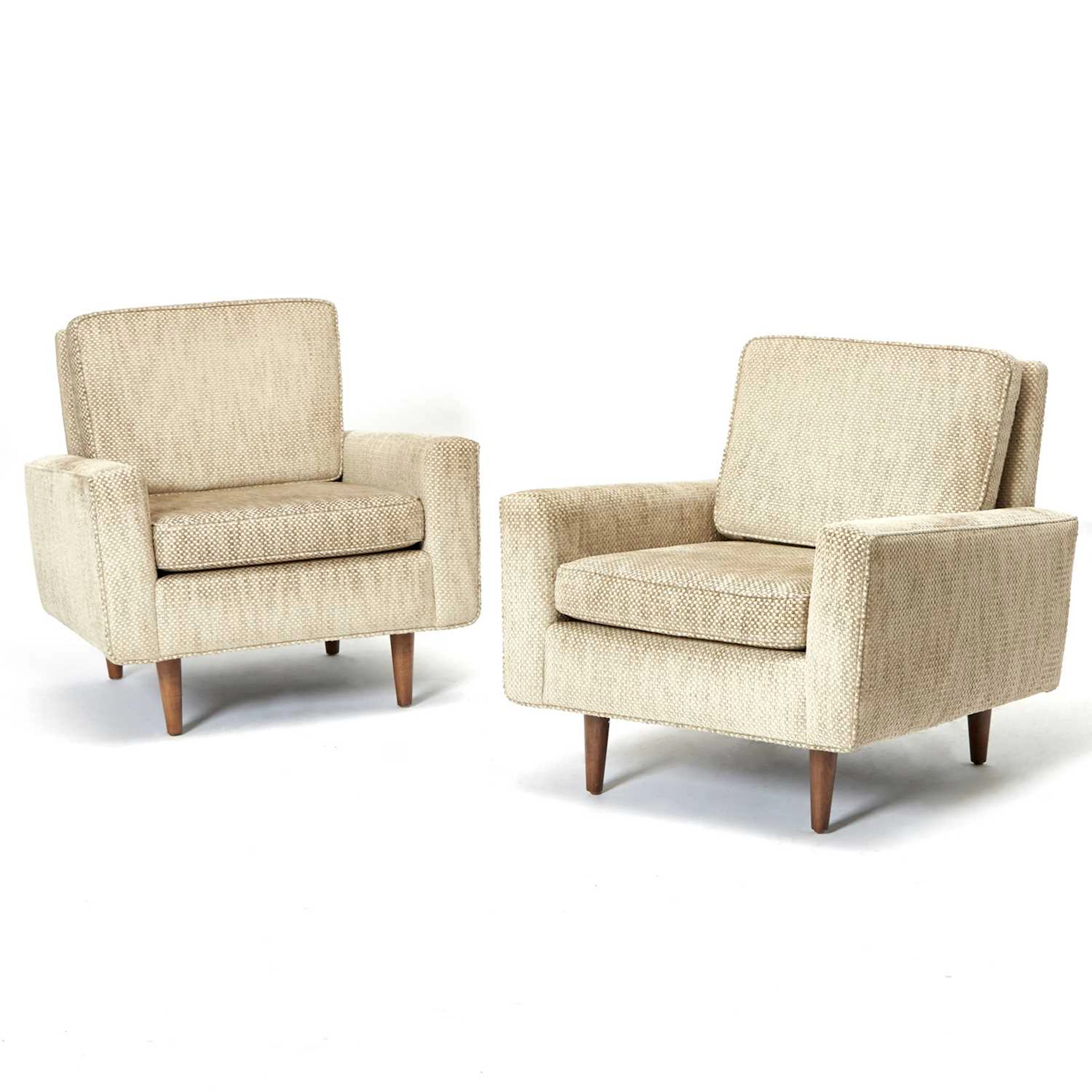 Pair of Florence Knoll Upholstered Lounge Chairs