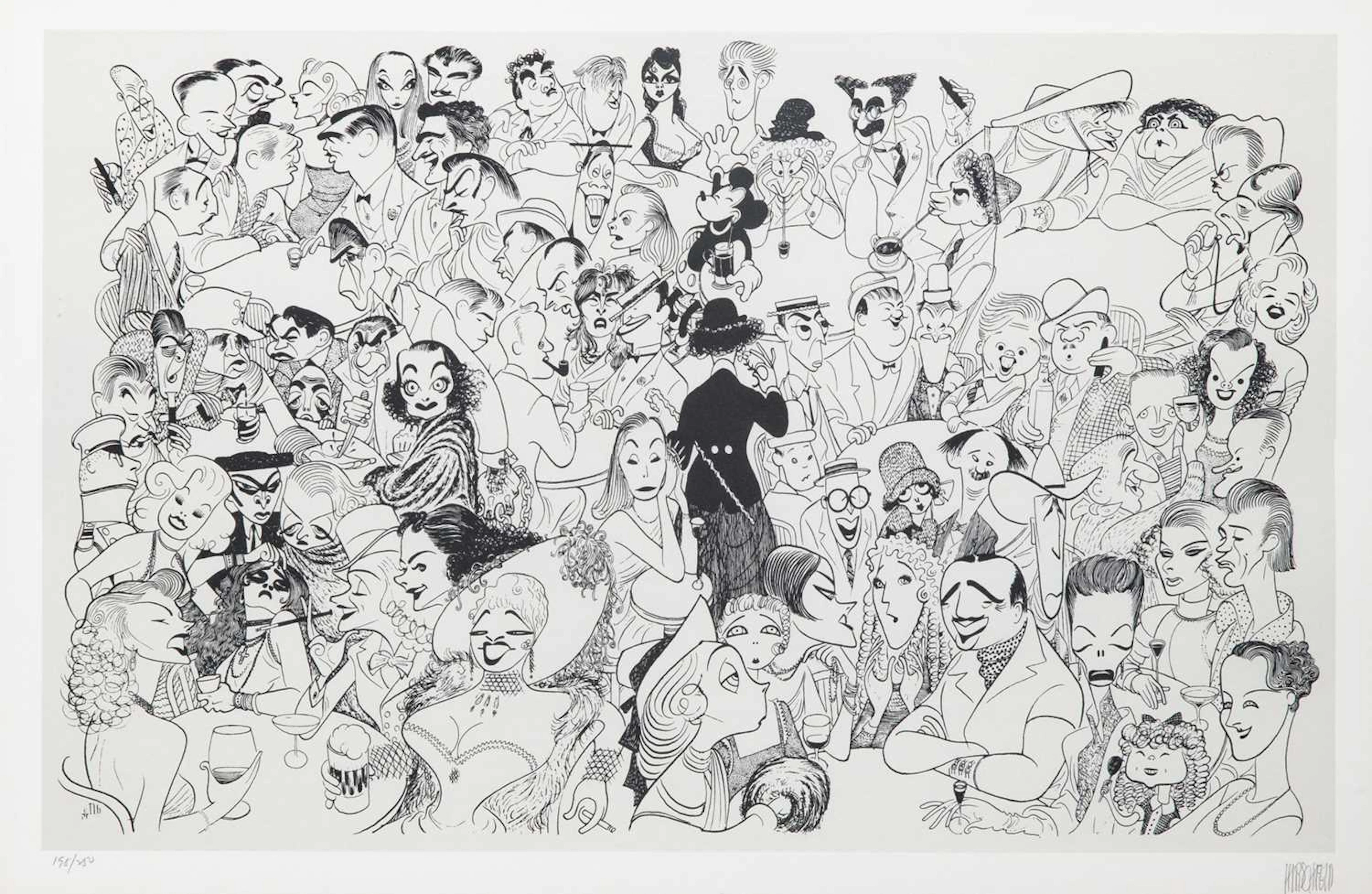 A multi-character Al Hirschfeld signed lithograph titled 1954 Movies