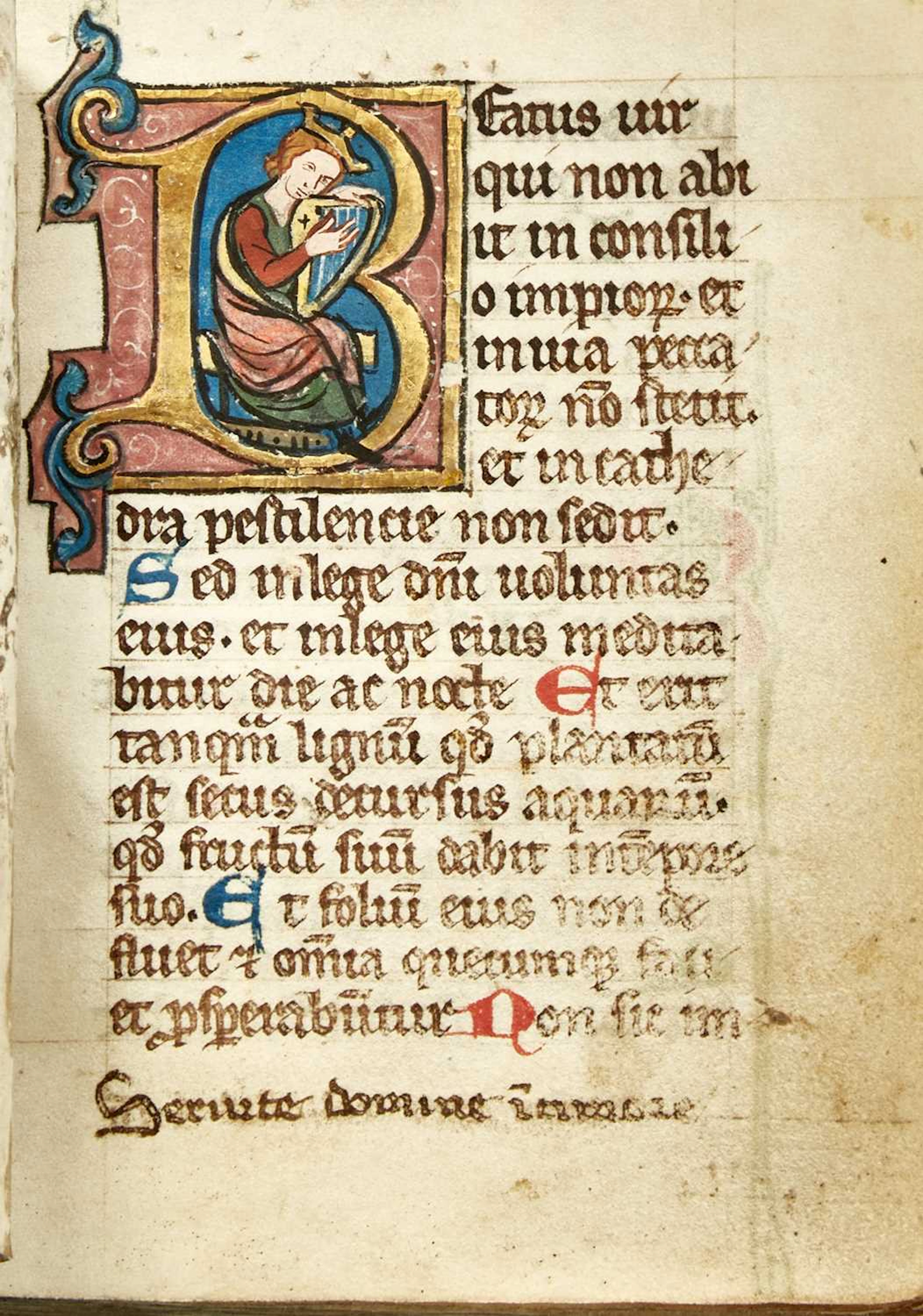 A manuscript Psalter with added musical notation