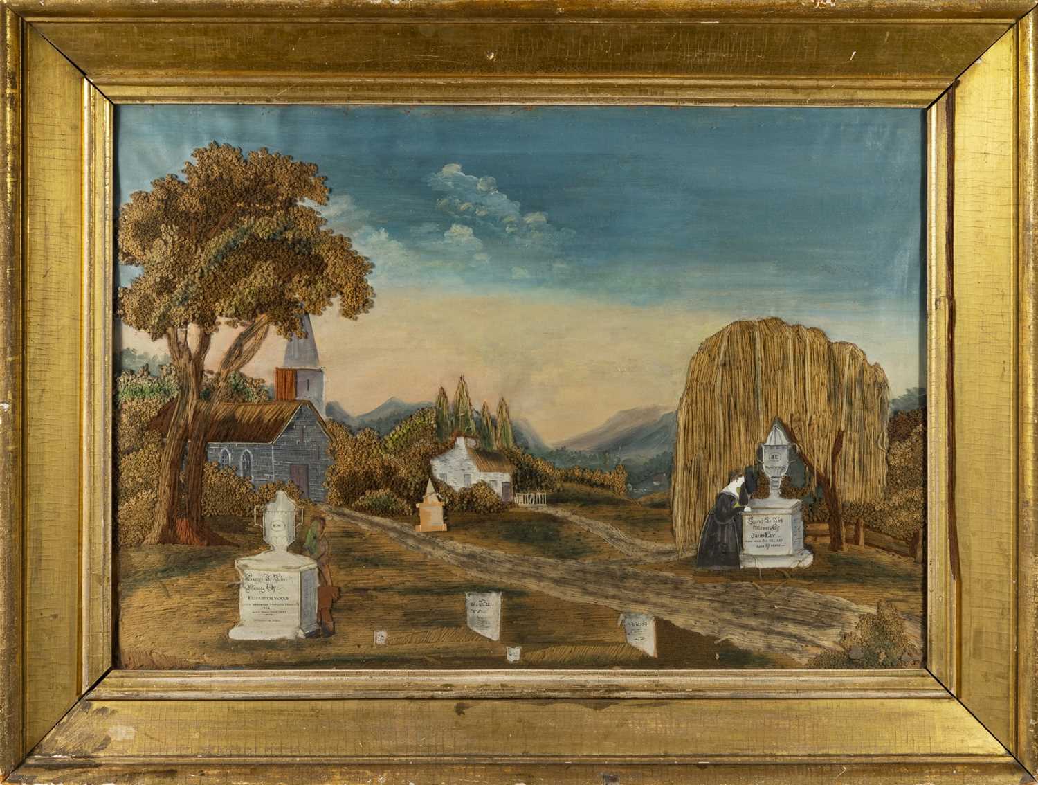 Silk-Embroidered and Painted Mourning Picture