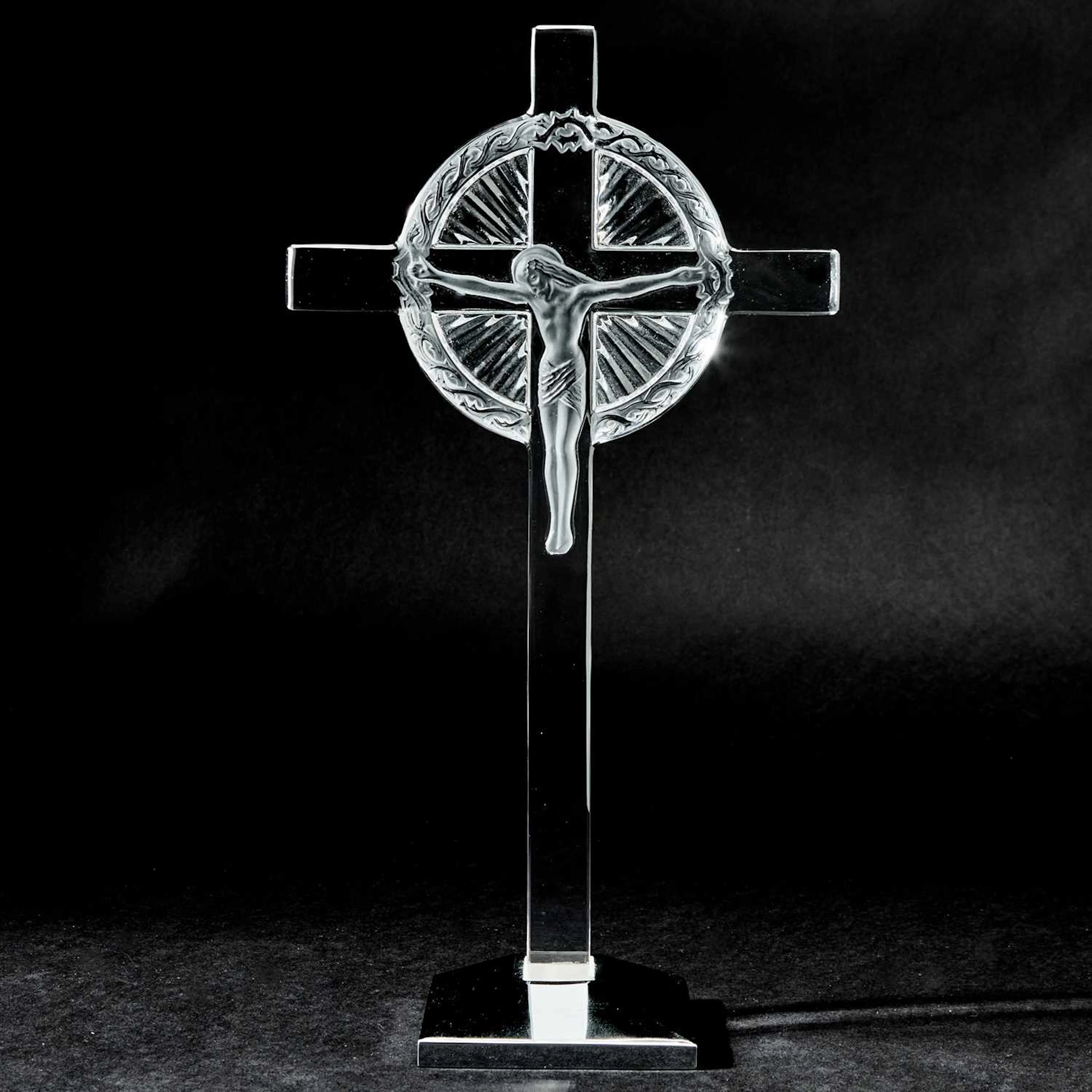 Lalique Molded Glass Crucifix