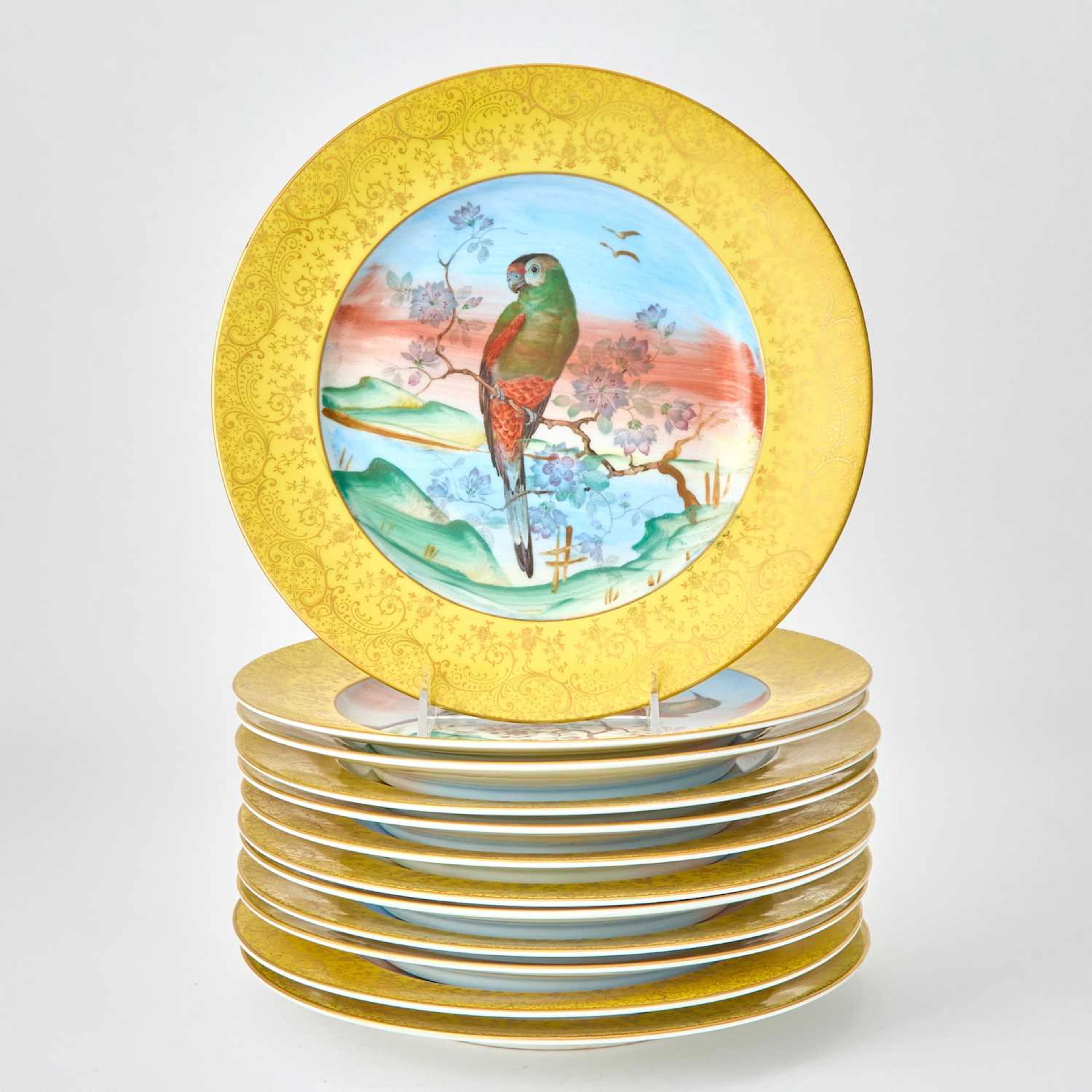 Set of Twelve English Porcelain Dinner Plates