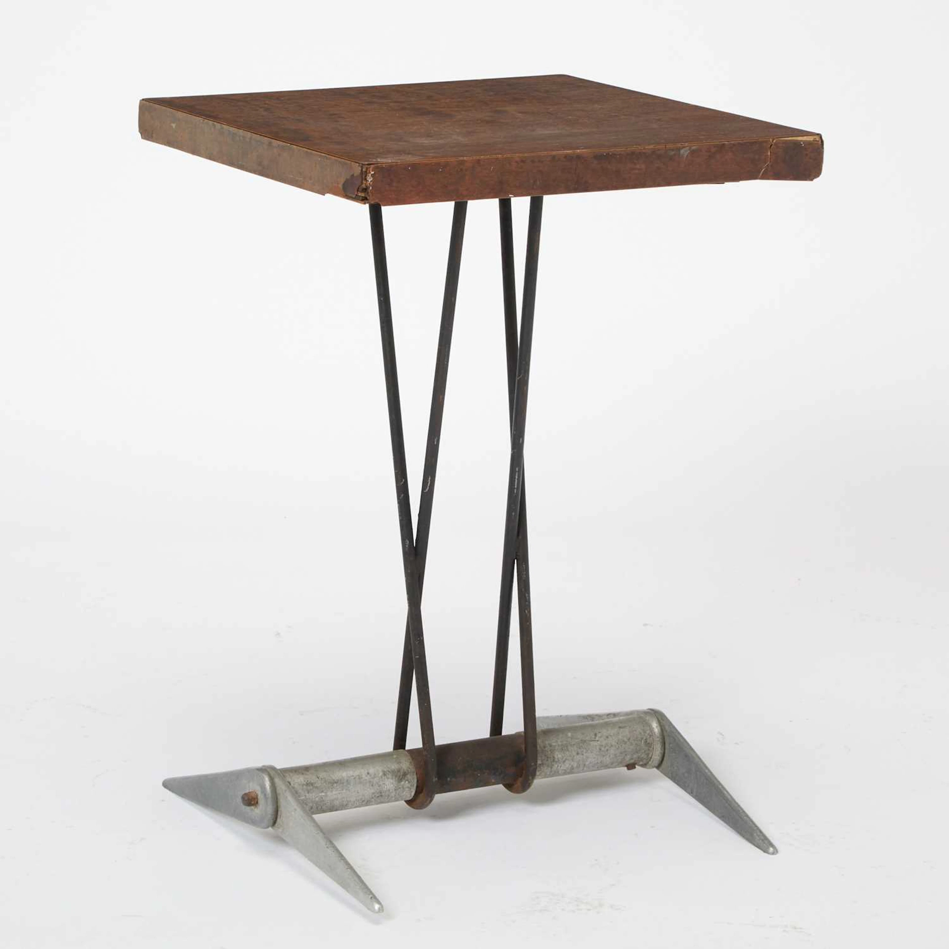 After Jean Prouvé Aluminum Metal and Laminate Occasional Table