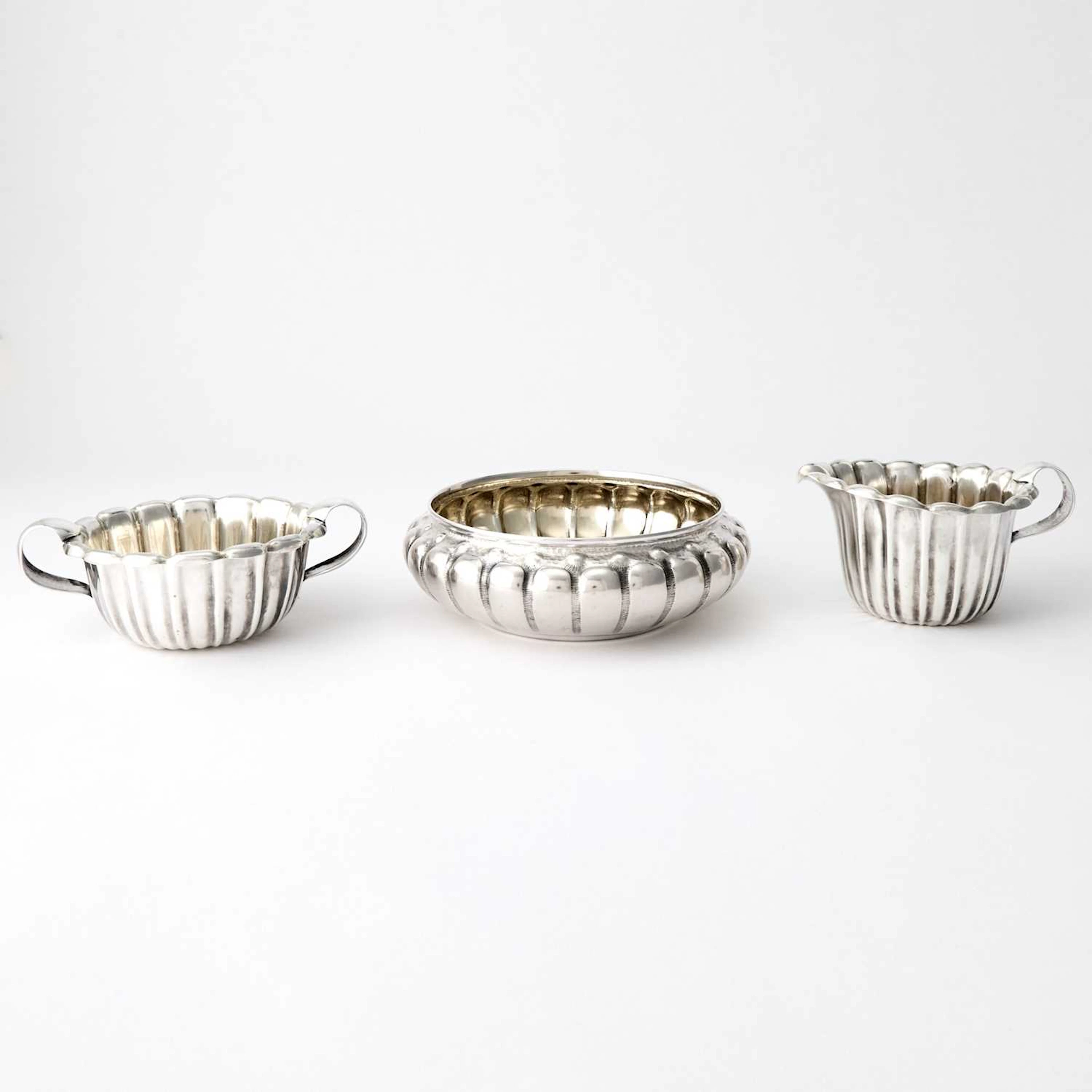Whiting Sterling Silver Cream Jug, Sugar Bowl and Bowl