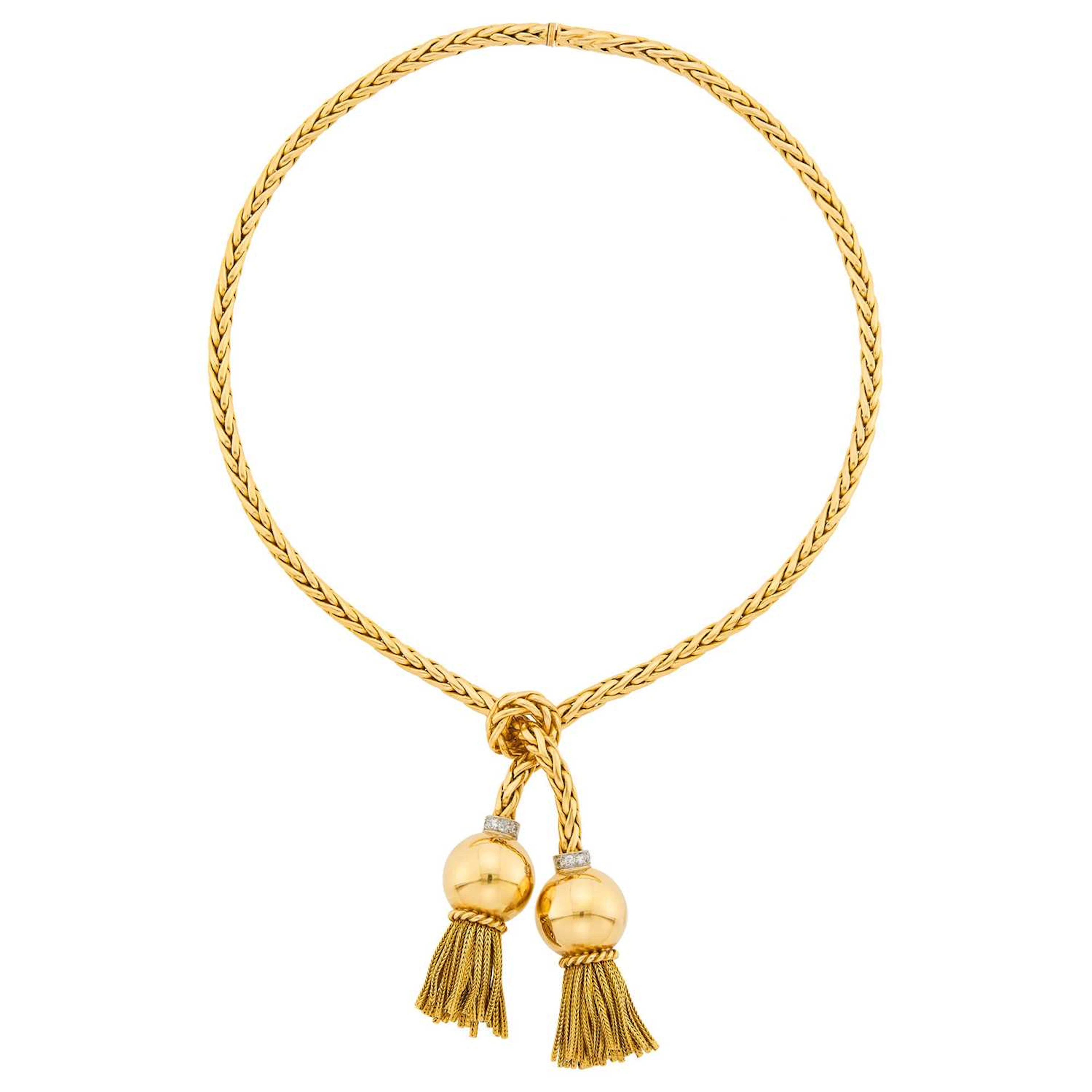 Sterlé Paris Gold, Platinum and Diamond Lariat Tassel Necklace