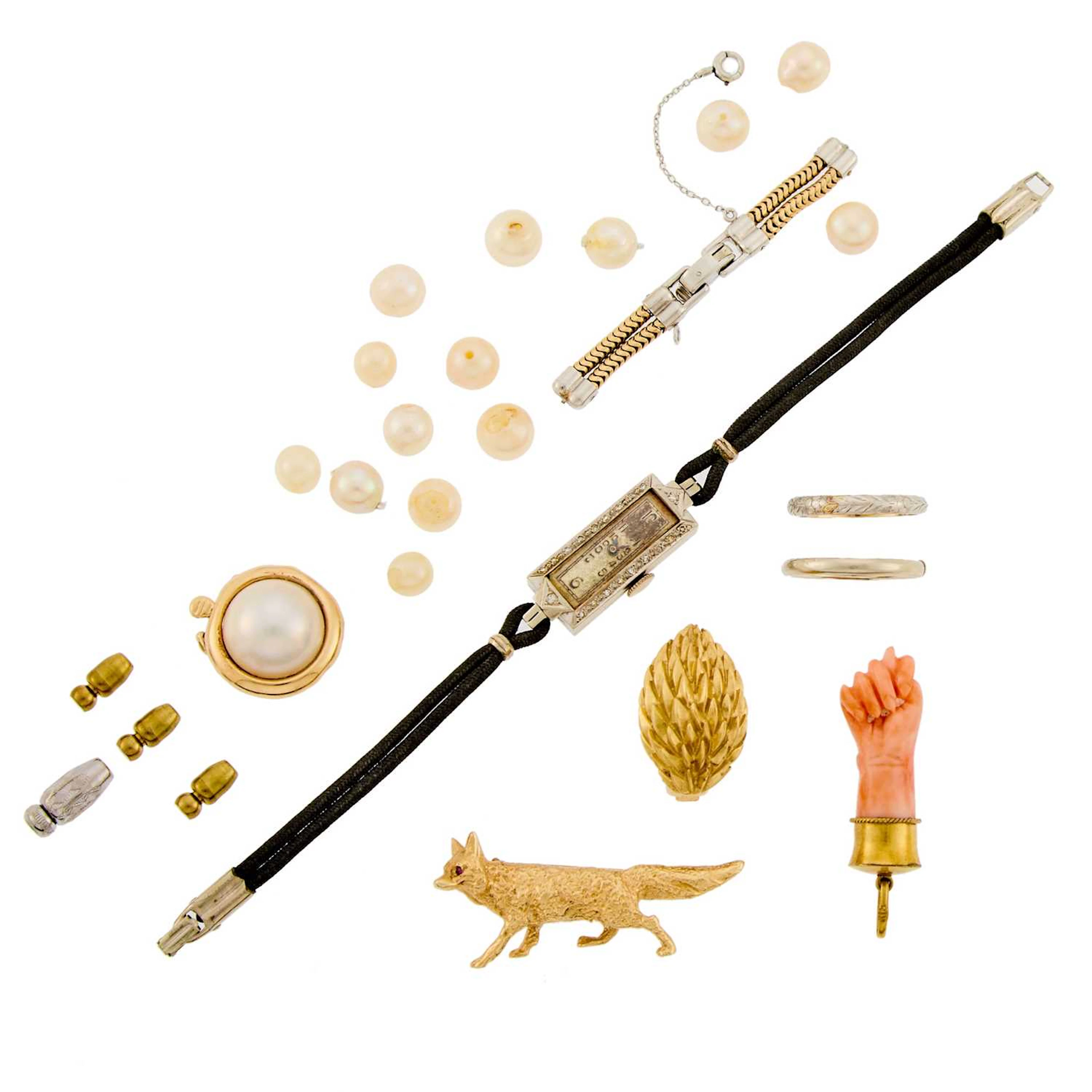 Group of Gold and Metal Jewelry and Fragments