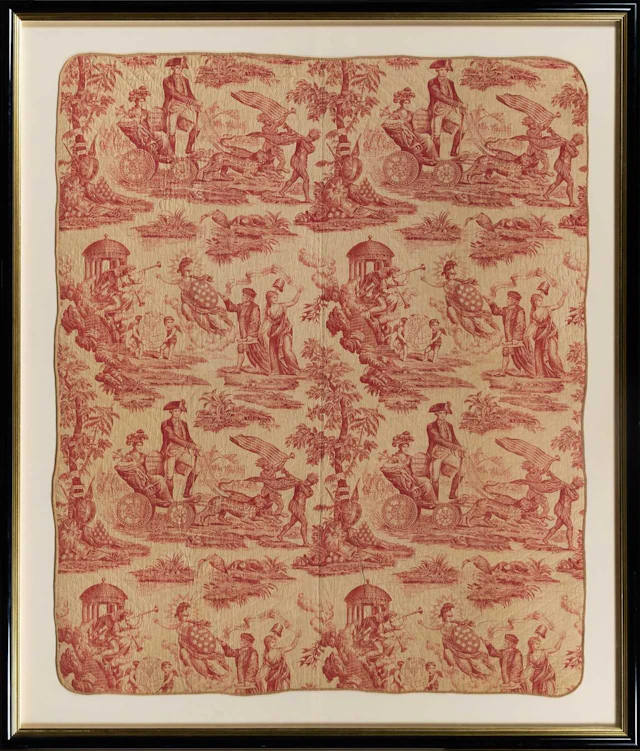 Very large coverlet of the Apotheosis of Franklin and Washington