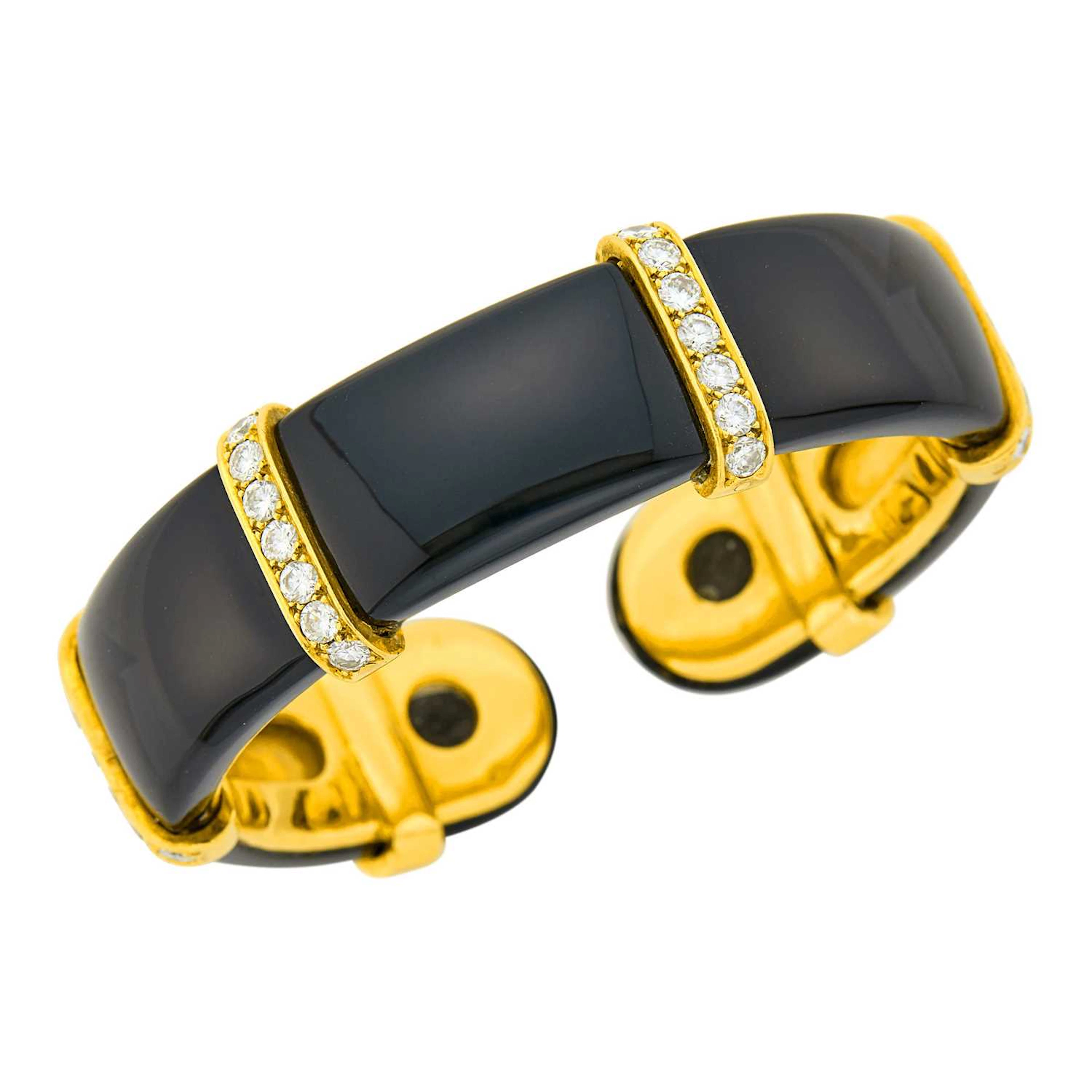 Tiffany & Co., Paloma Picasso Gold, Black Onyx and Diamond Bangle