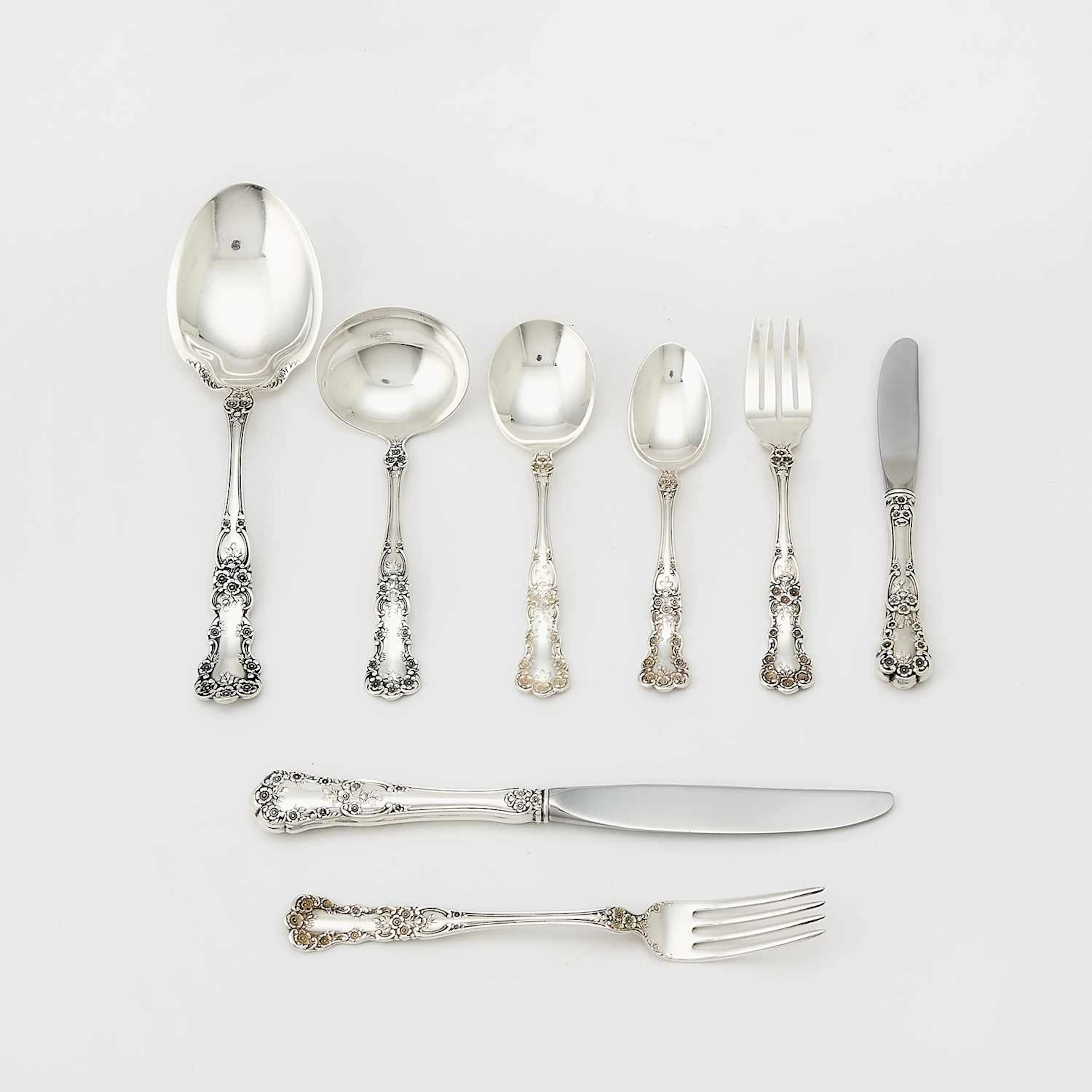 Assembled Gorham Sterling Silver 'Buttercup' Pattern Partial Flatware Service